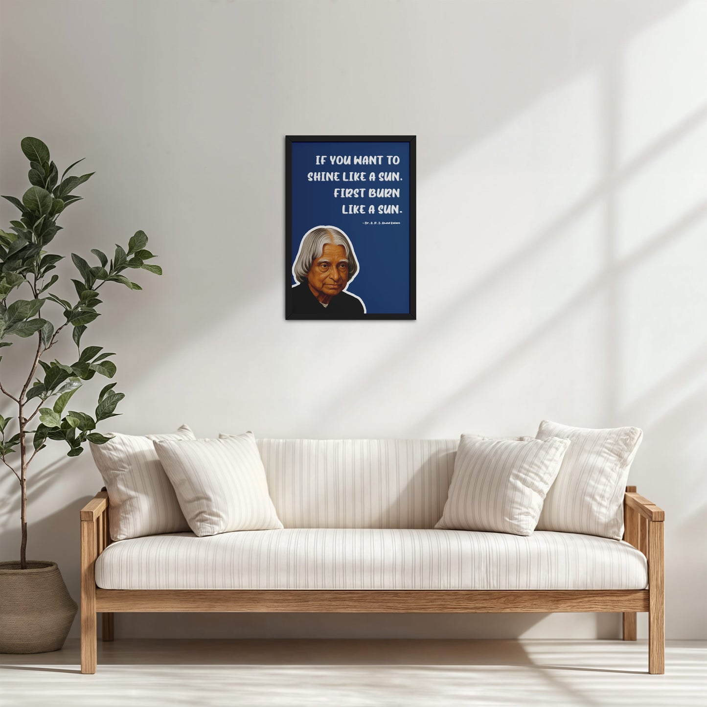 Living Room Cabinet Table Preview of Shine Through Struggle – A.P.J. Abdul Kalam Quote Wall Art in Black Color Frame