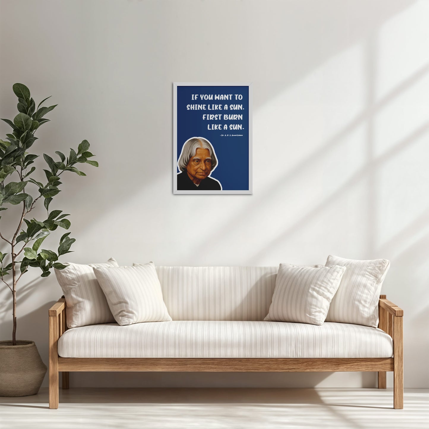 Living Room Cabinet Table Preview of Shine Through Struggle – A.P.J. Abdul Kalam Quote Wall Art in White Color Frame