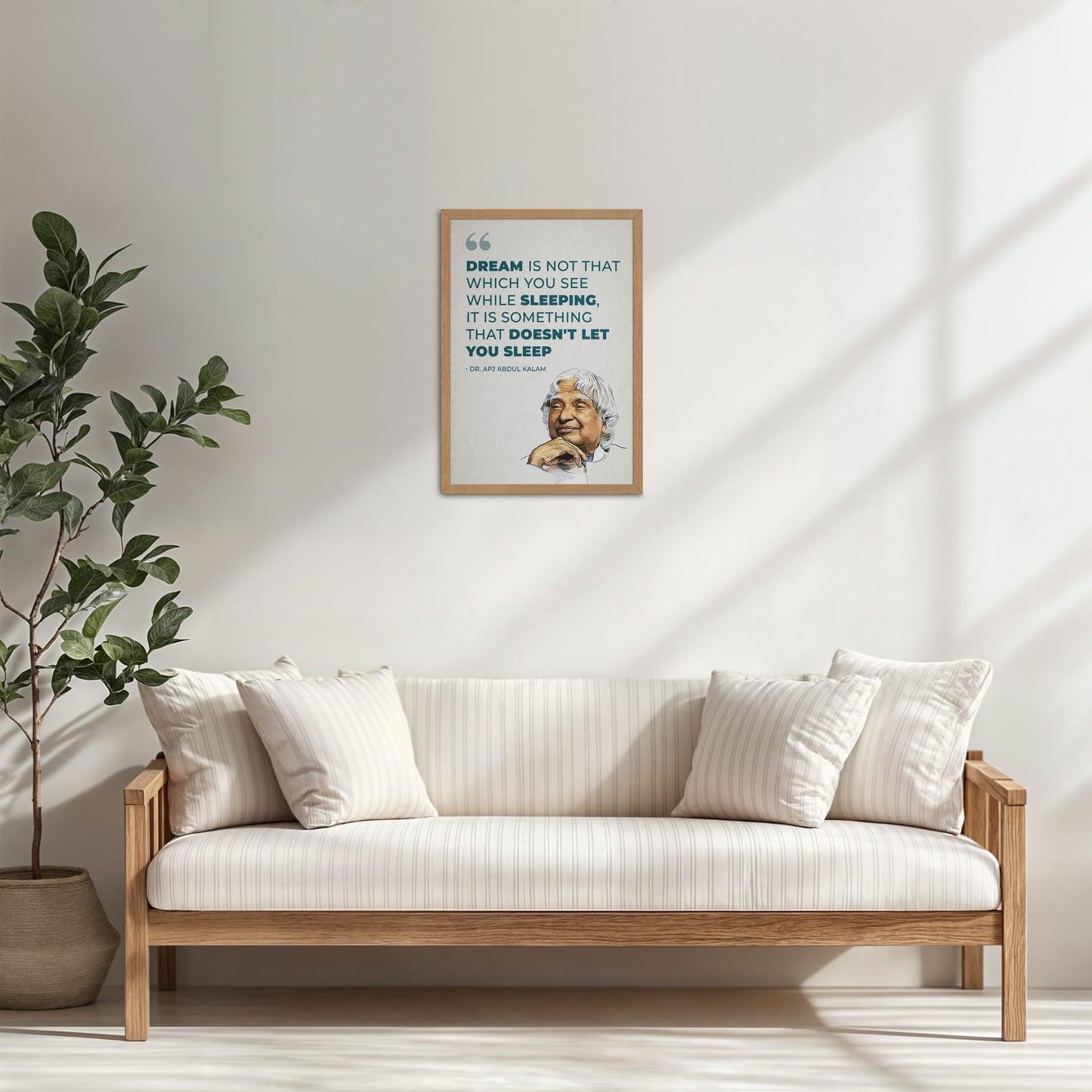 Living Room Cabinet Table Preview of Dreams That Keep You Awake – Abdul Kalam Quote Frame in Natrual Color Frame