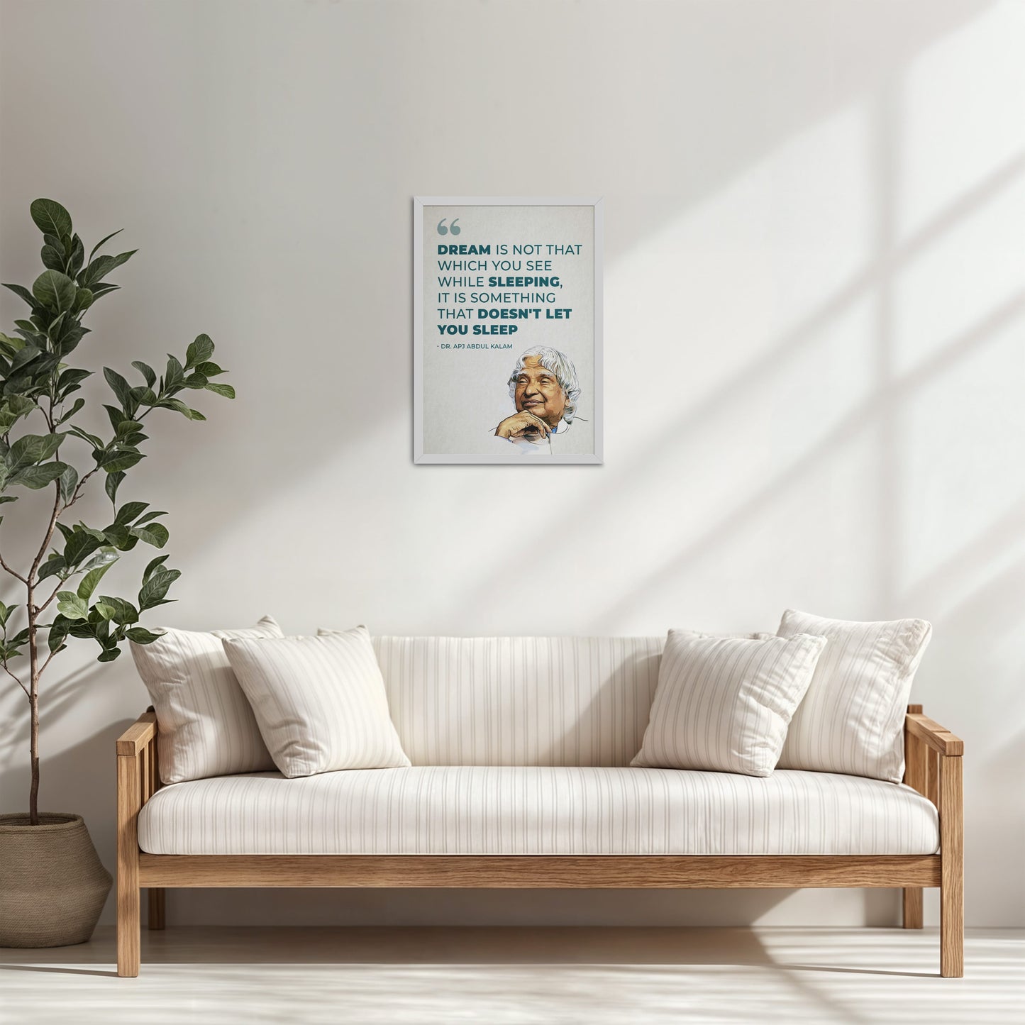 Living Room Cabinet Table Preview of Dreams That Keep You Awake – Abdul Kalam Quote Frame in White Color Frame