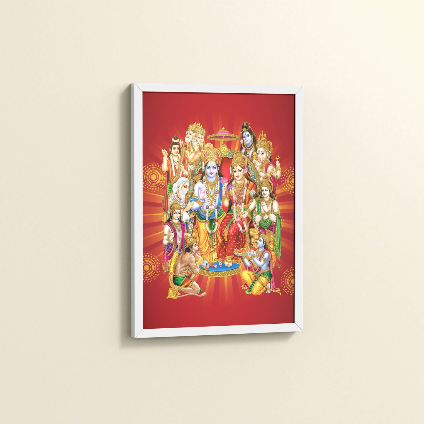 Side View of Divine Unity – Siya-Ram and Divine Deities Frame Wall Art in White Color Frame