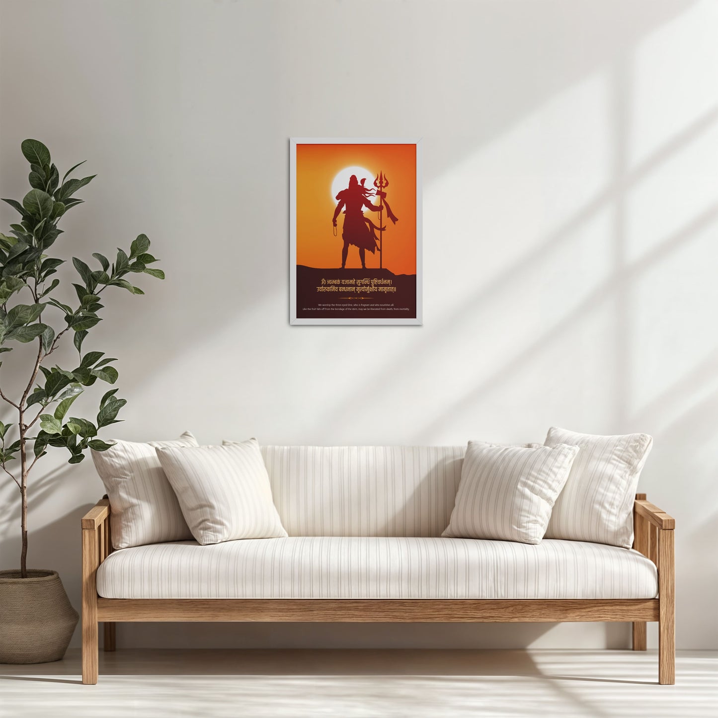 Living Room Cabinet Table Preview of Mahalinga – Sacred Form of Shiva Wall Art & Decor in White Color Frame
