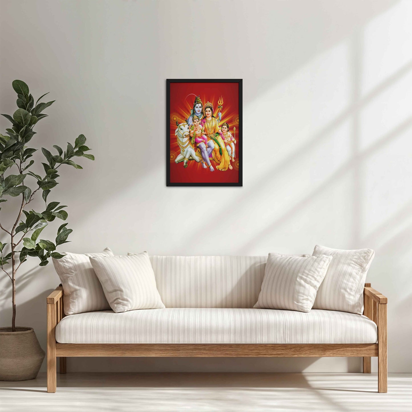 Living Room Cabinet Table Preview of Kapoor Gauram Mantra – Lord Shiva & Parvatimata Wall Art in Black Color Frame