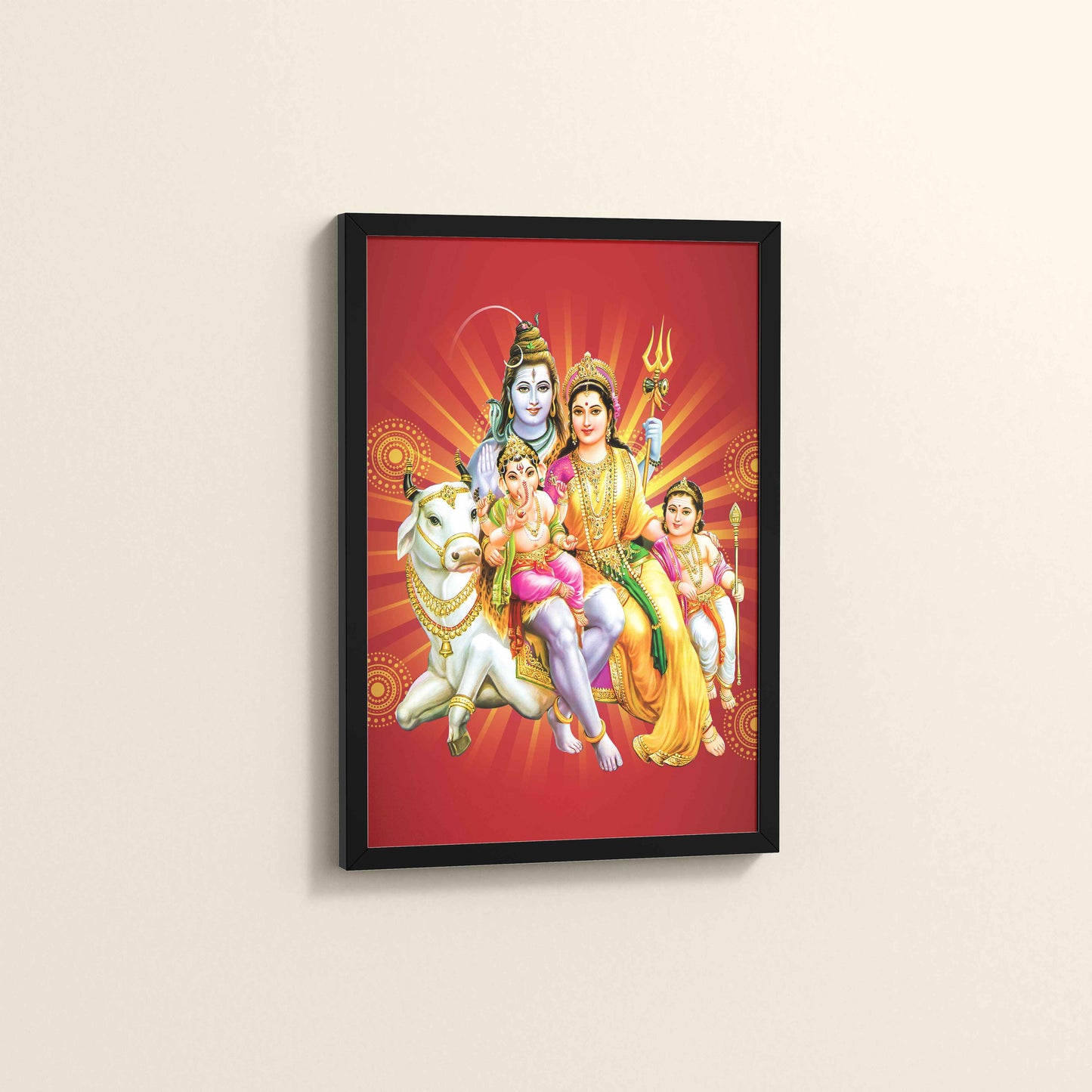Side View of Kapoor Gauram Mantra – Lord Shiva & Parvatimata Wall Art in Black Color Frame