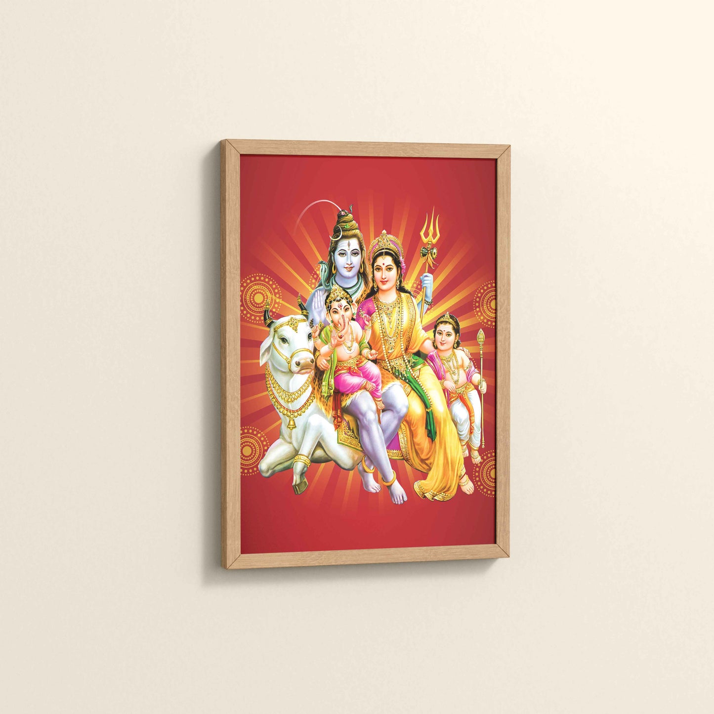 Side View of Kapoor Gauram Mantra – Lord Shiva & Parvatimata Wall Art in Natrual Color Frame