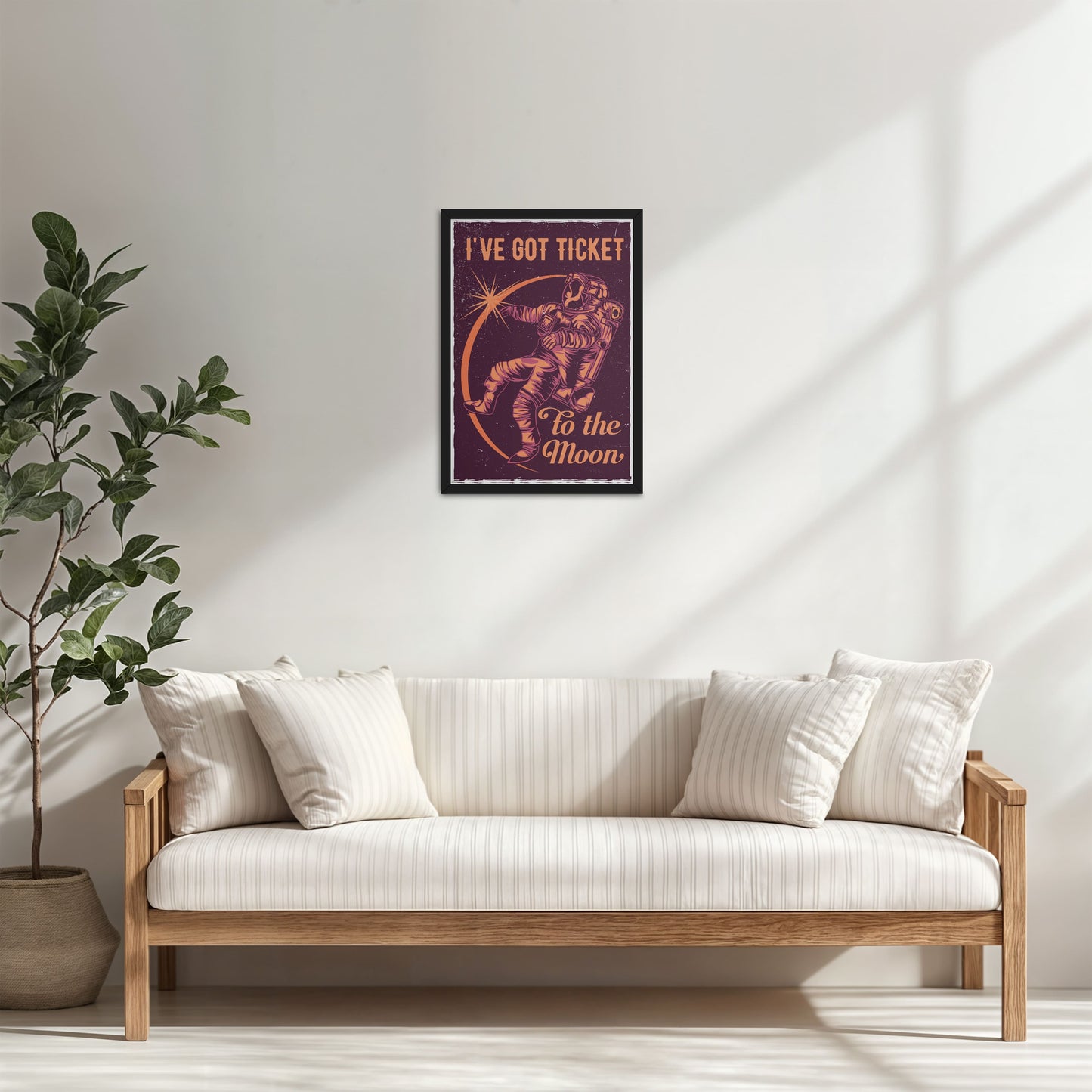 Living Room Cabinet Table Preview of I've Got a Ticket to the Moon – Wall Art Photo Frame & Decor in Black Color Frame