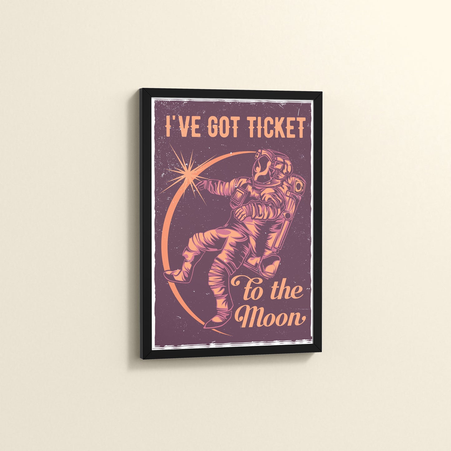 Side View of I've Got a Ticket to the Moon – Wall Art Photo Frame & Decor in Black Color Frame