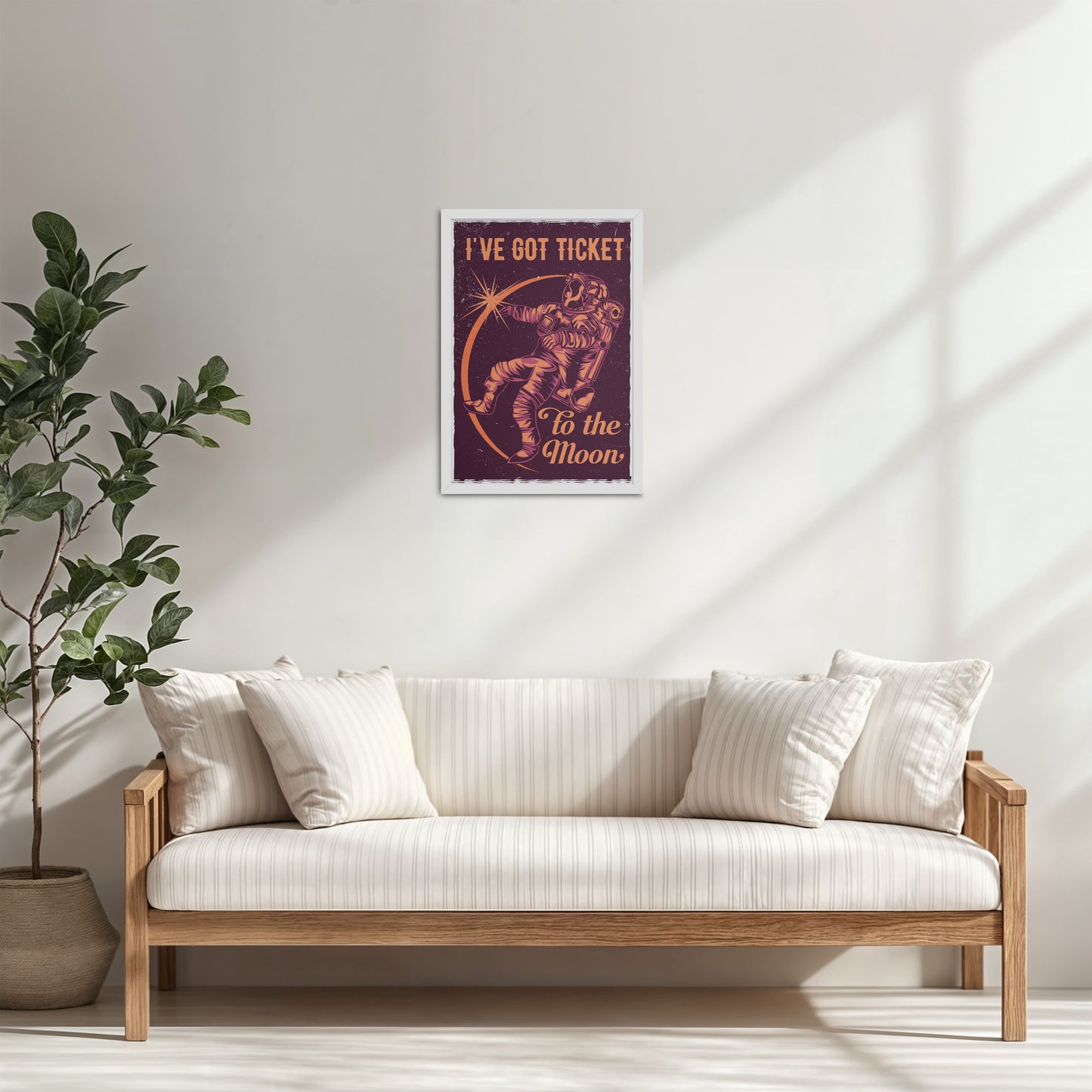 Living Room Cabinet Table Preview of I've Got a Ticket to the Moon – Wall Art Photo Frame & Decor in White Color Frame