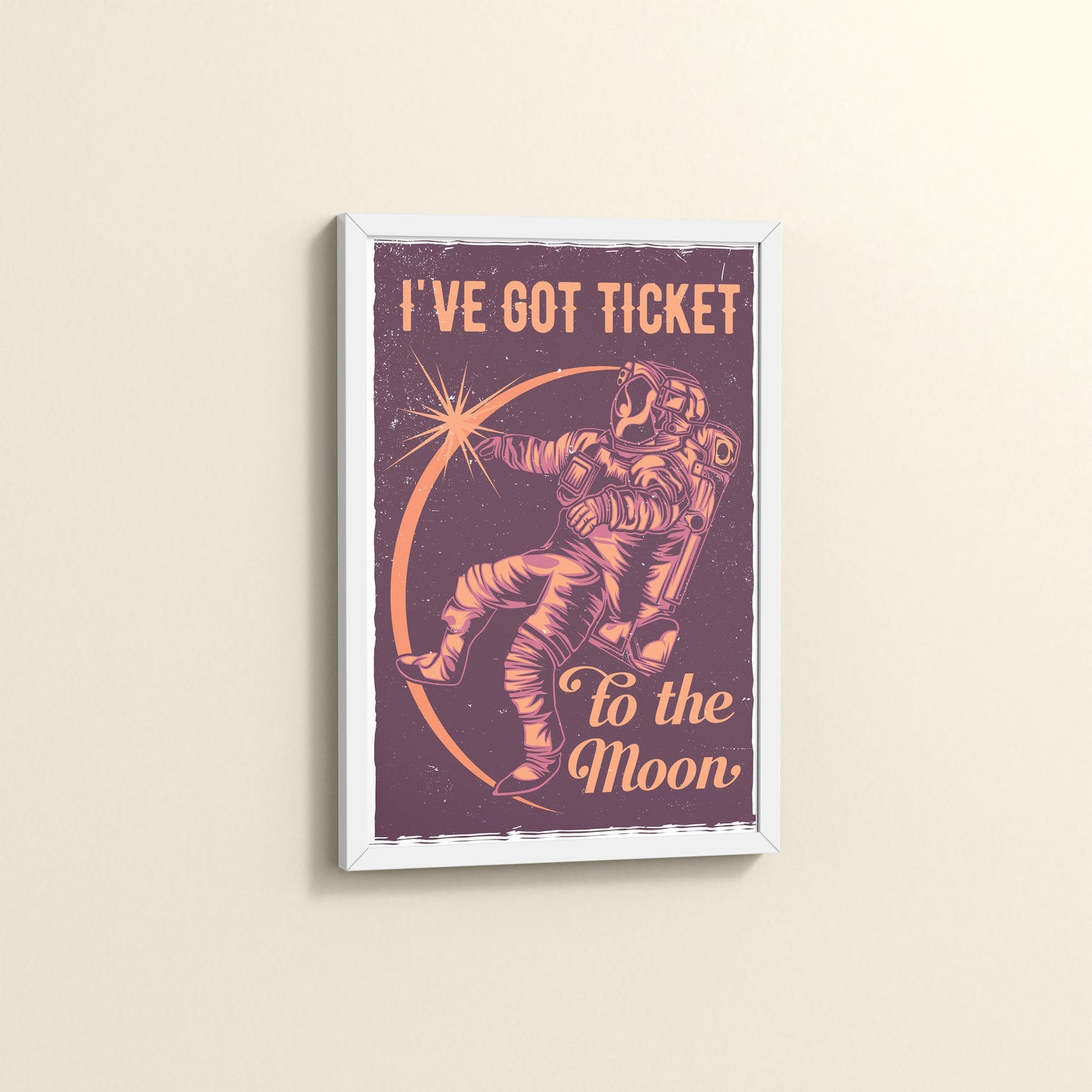 Side View of I've Got a Ticket to the Moon – Wall Art Photo Frame & Decor in White Color Frame