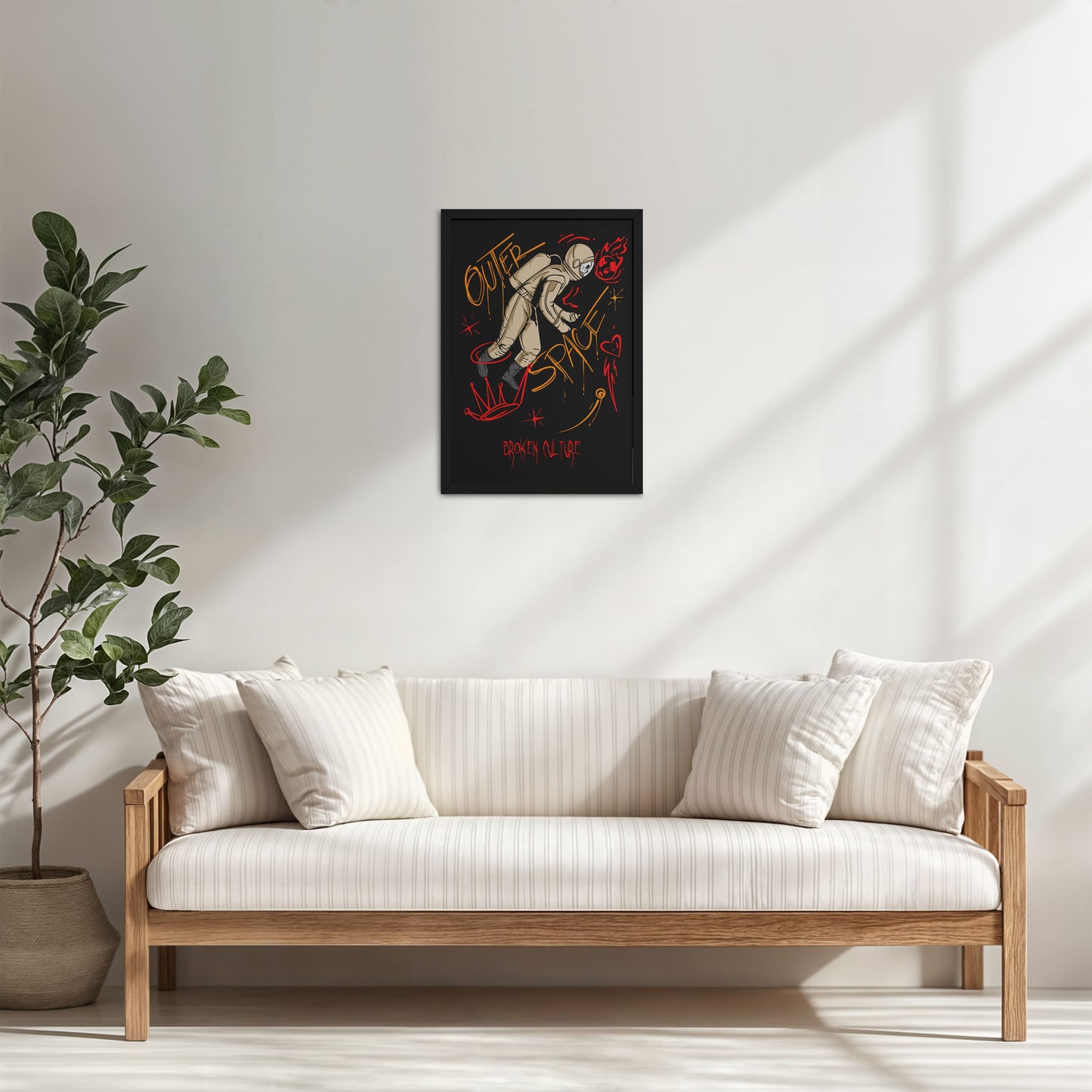 Living Room Cabinet Table Preview of Fractured Cosmos – Broken Culture Space Illustration Frame in Black Color Frame