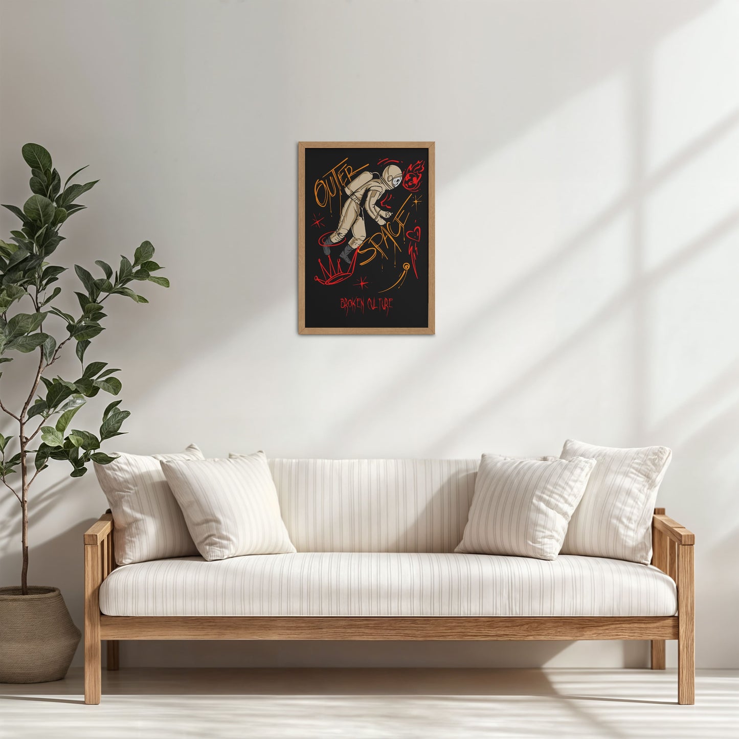 Living Room Cabinet Table Preview of Fractured Cosmos – Broken Culture Space Illustration Frame in Natrual Color Frame