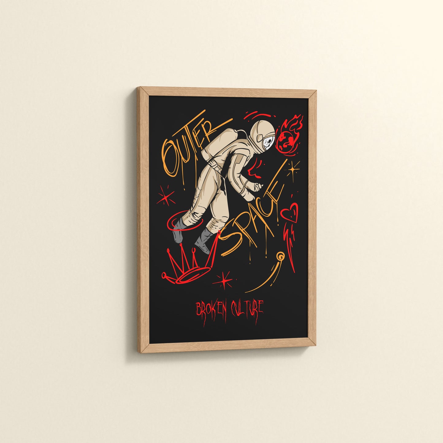 Side View of Fractured Cosmos – Broken Culture Space Illustration Frame in Natrual Color Frame