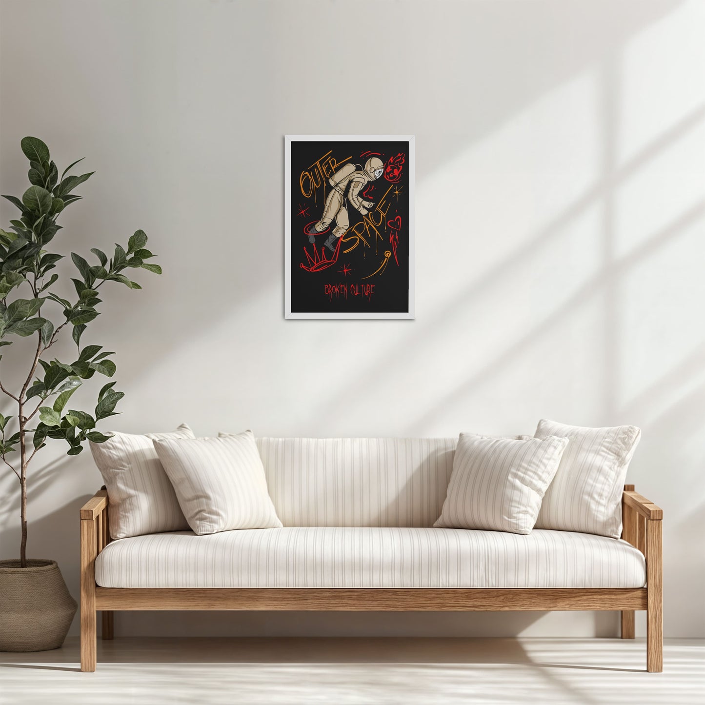 Living Room Cabinet Table Preview of Fractured Cosmos – Broken Culture Space Illustration Frame in White Color Frame