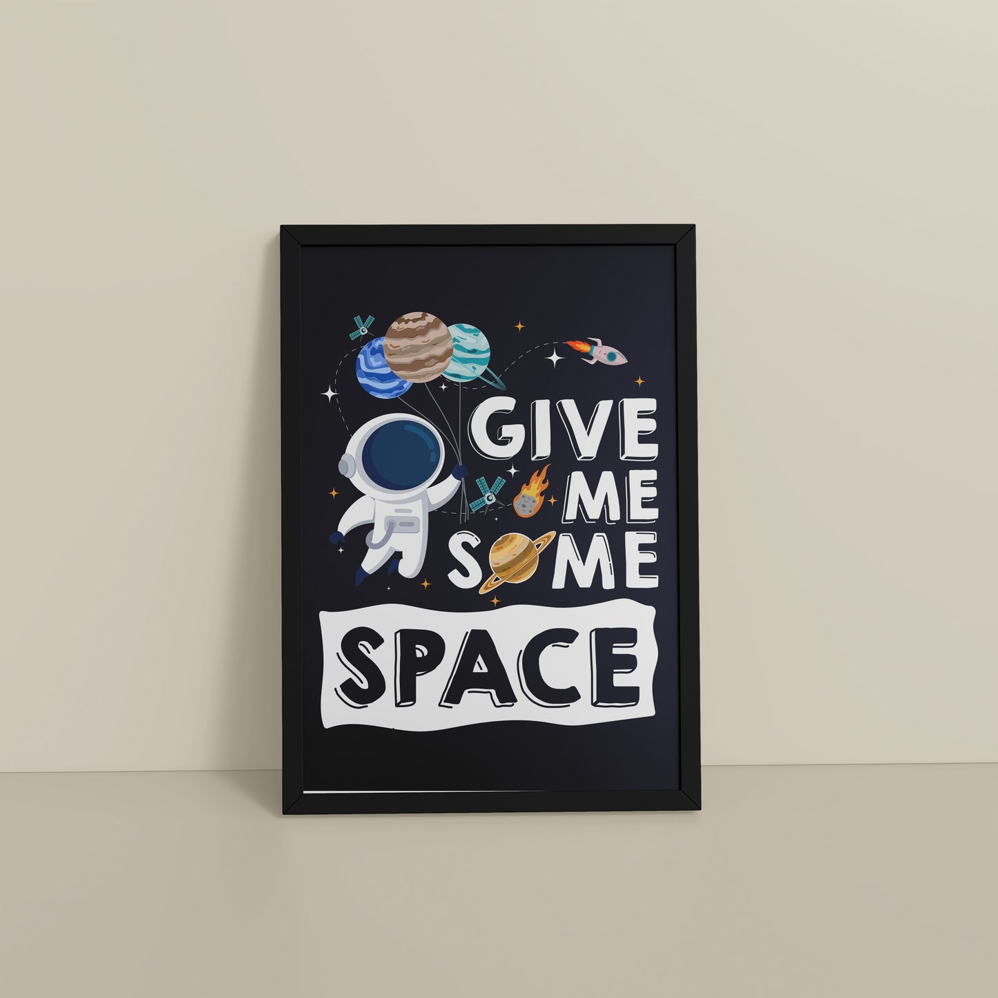 Floor View of Give Me Some Space – Cosmic Wall Art Photo Frame in Black Color Frame