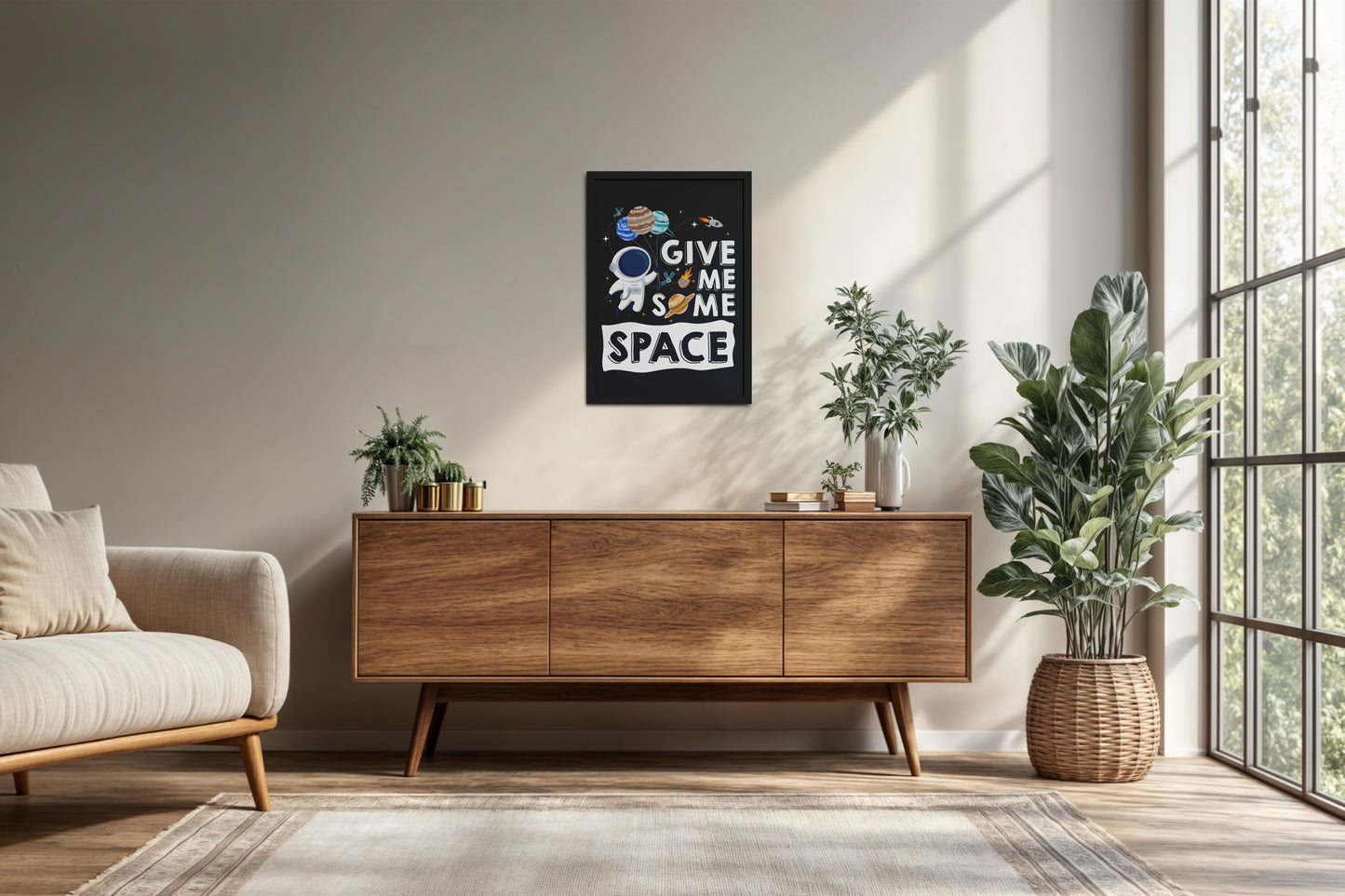 Living Room Cabinet Preview of Give Me Some Space – Cosmic Wall Art Photo Frame in Black Color Frame