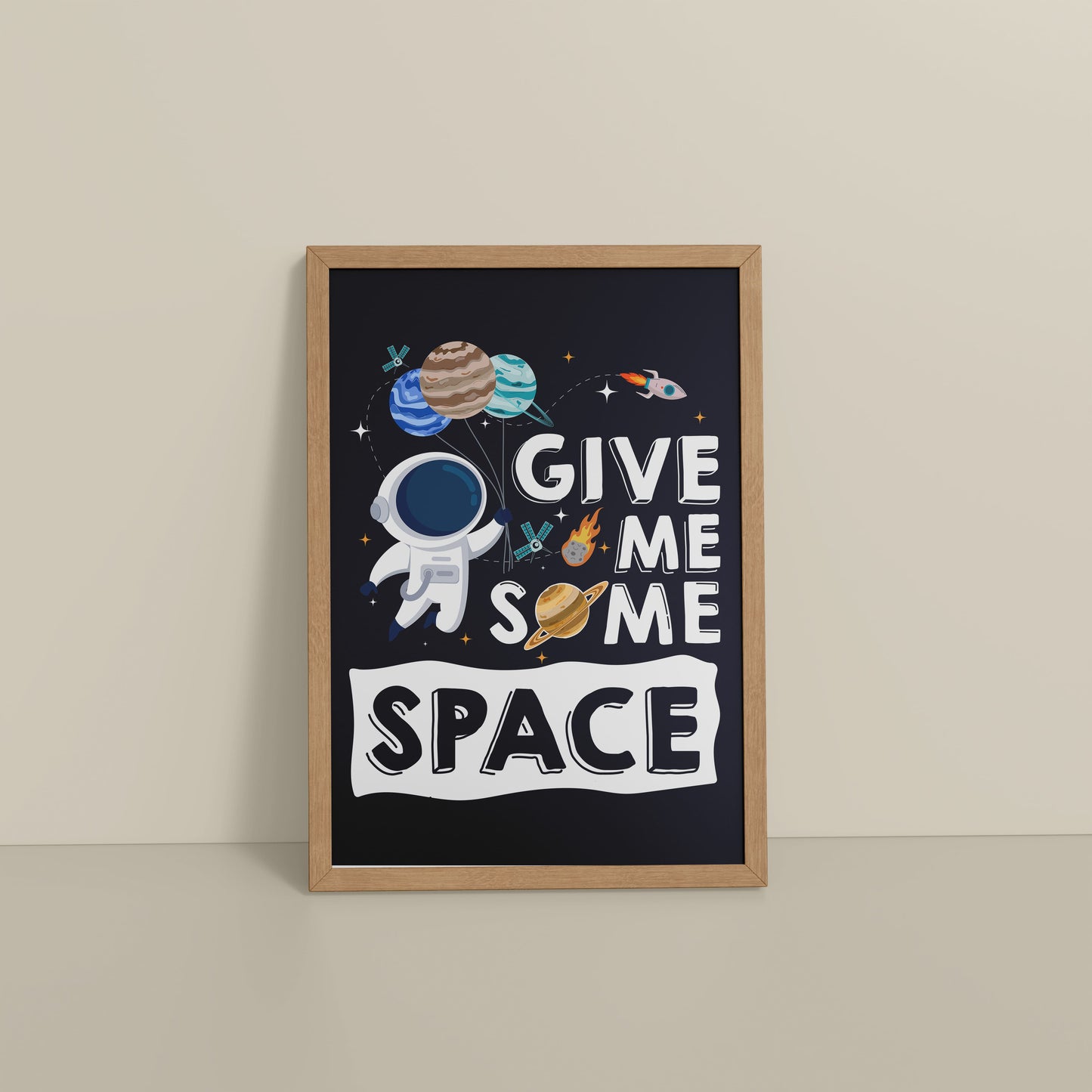 Floor View of Give Me Some Space – Cosmic Wall Art Photo Frame in Natrual Color Frame