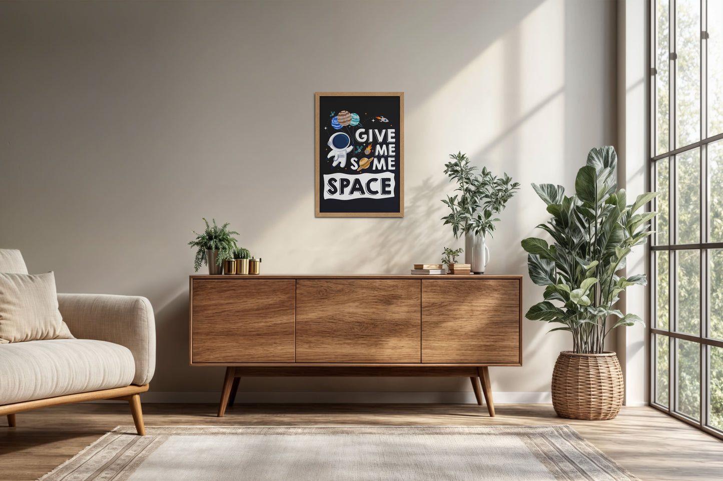 Living Room Cabinet Preview of Give Me Some Space – Cosmic Wall Art Photo Frame in Natrual Color Frame