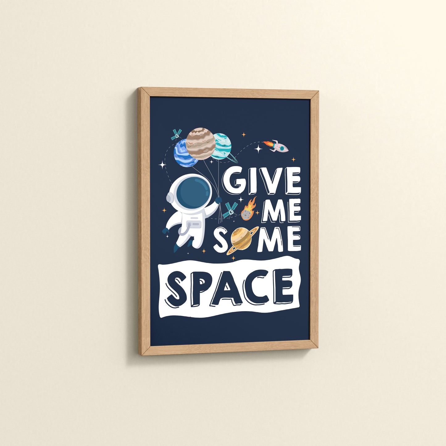 Side View of Give Me Some Space – Cosmic Wall Art Photo Frame in Natrual Color Frame