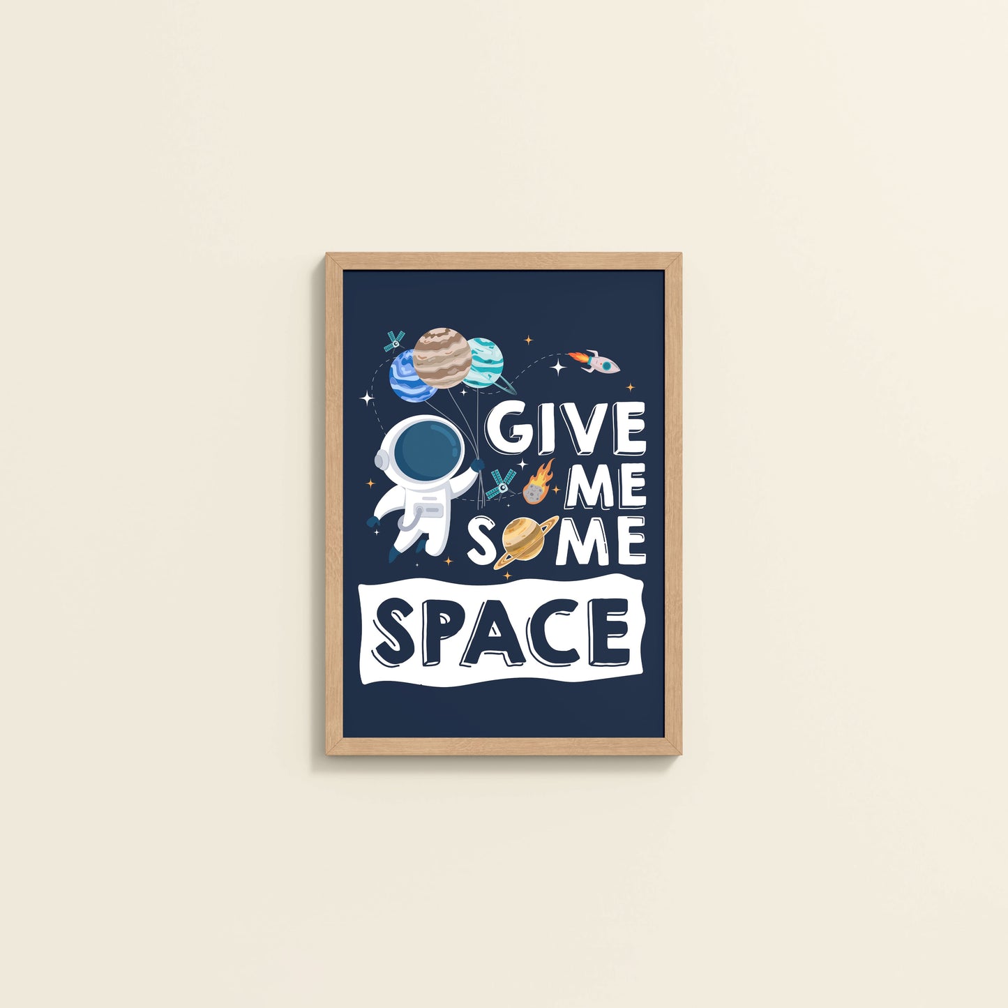 Wall View of Give Me Some Space – Cosmic Wall Art Photo Frame in Natrual Color Frame