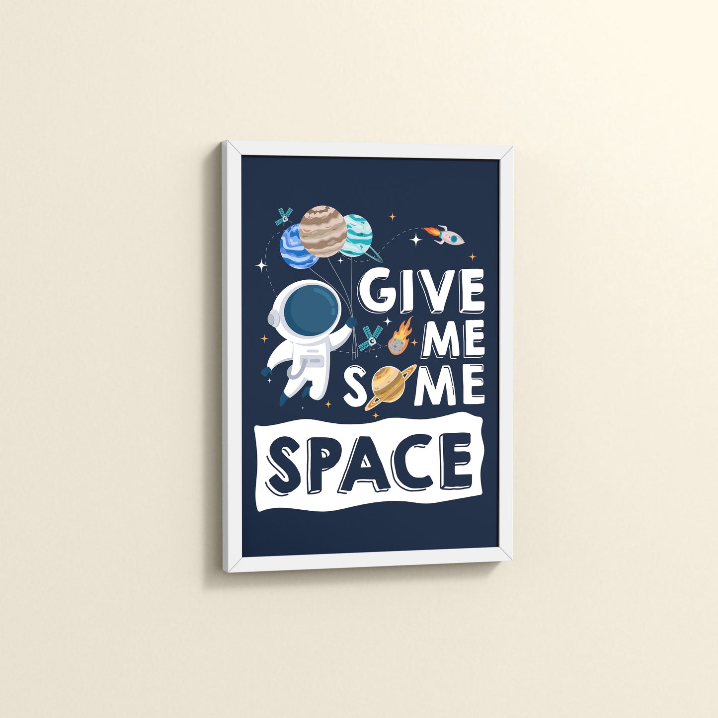 Side View of Give Me Some Space – Cosmic Wall Art Photo Frame in White Color Frame