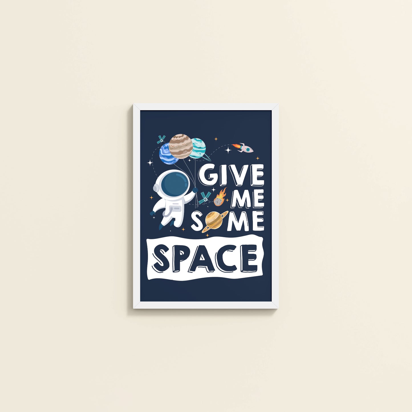 Wall View of Give Me Some Space – Cosmic Wall Art Photo Frame in White Color Frame