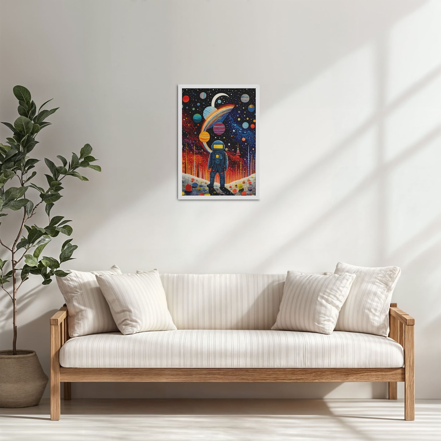 Living Room Cabinet Table Preview of Astronaut Escape – Space Adventure Wall Painting Frame in White Color Frame