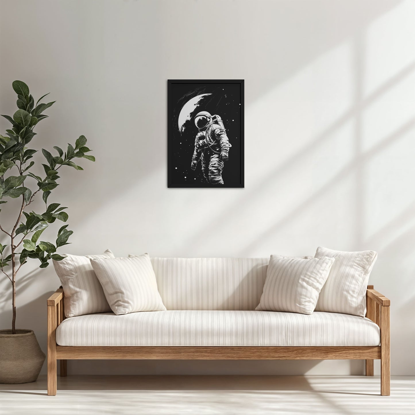 Living Room Cabinet Table Preview of Zero Gravity – Astronaut in the Void Wall Frame in Black Color Frame