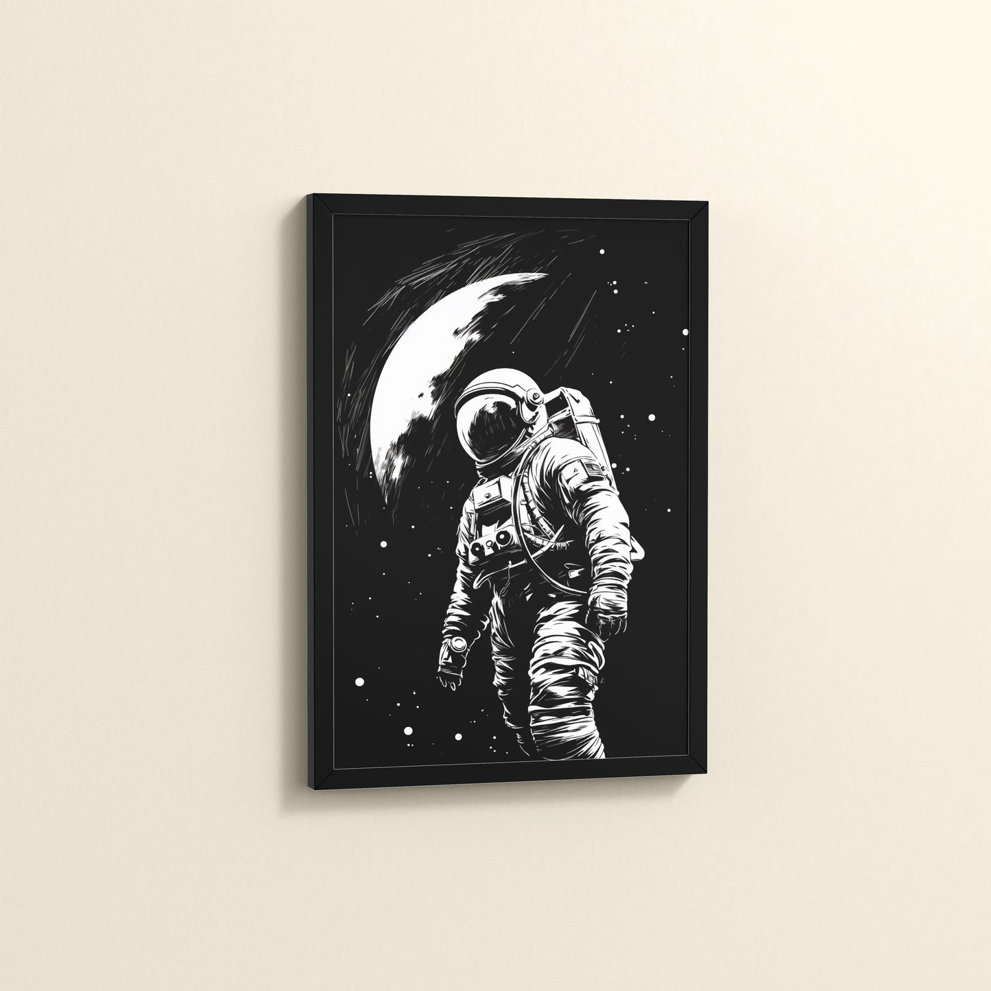 Side View of Zero Gravity – Astronaut in the Void Wall Frame in Black Color Frame