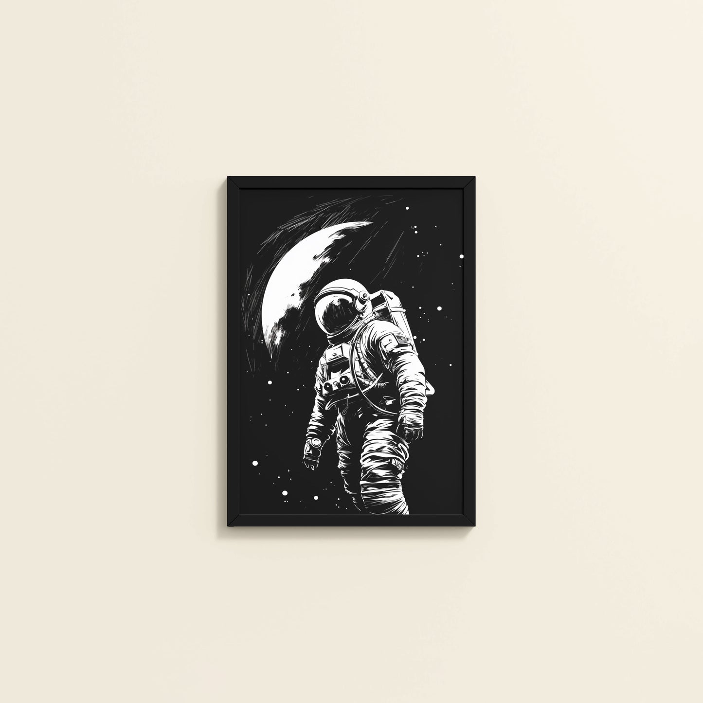 Wall View of Zero Gravity – Astronaut in the Void Wall Frame in Black Color Frame