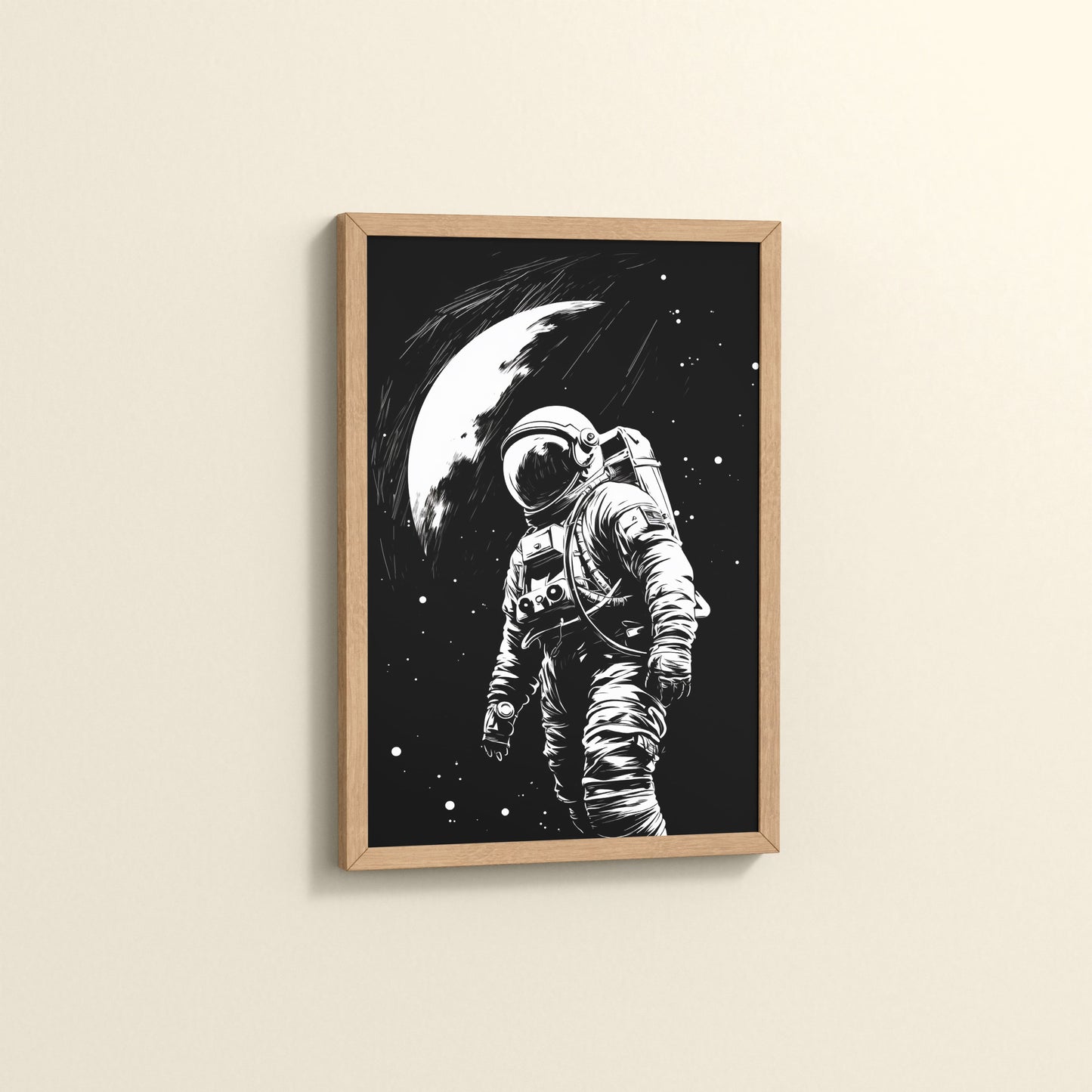 Side View of Zero Gravity – Astronaut in the Void Wall Frame in Natrual Color Frame