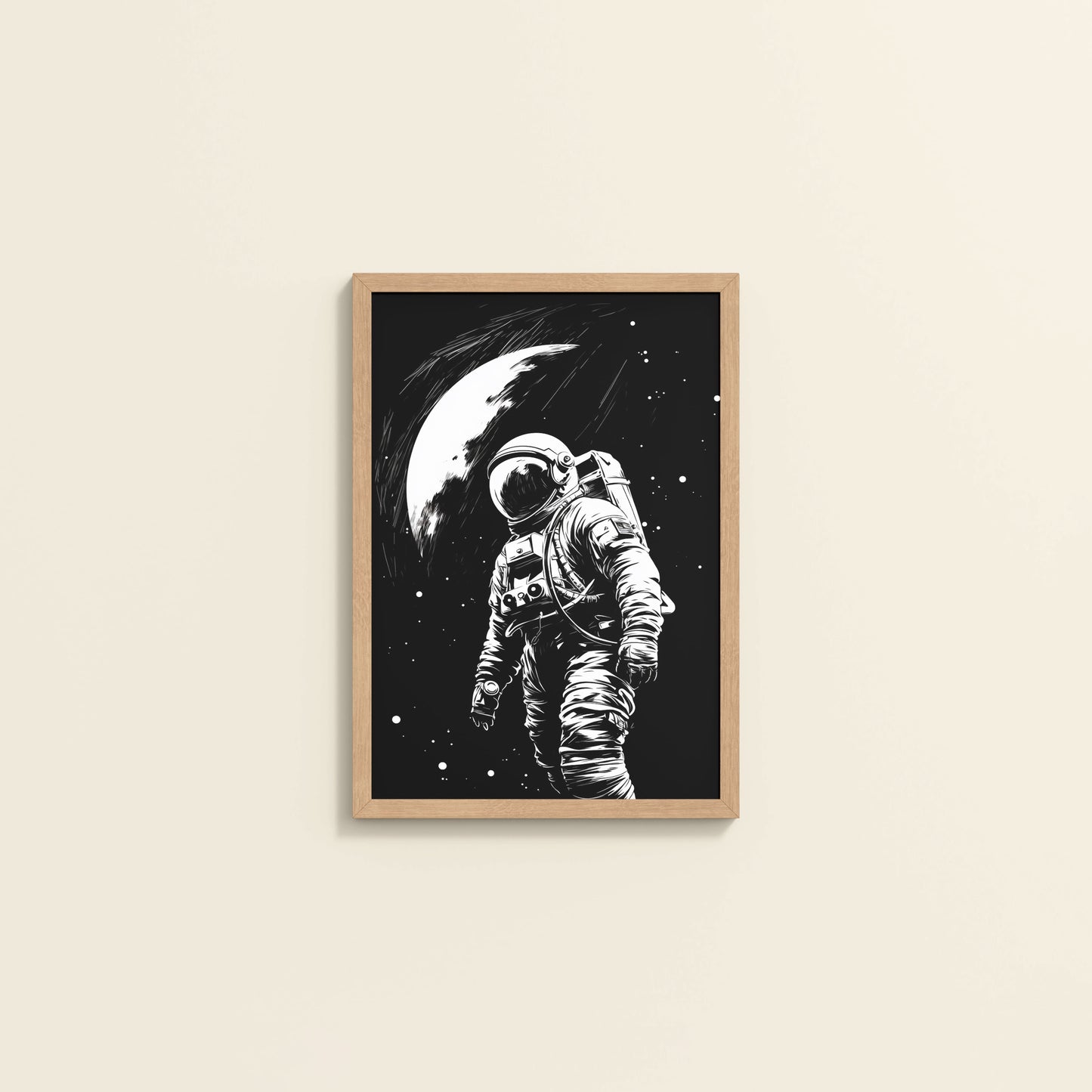 Wall View of Zero Gravity – Astronaut in the Void Wall Frame in Natrual Color Frame