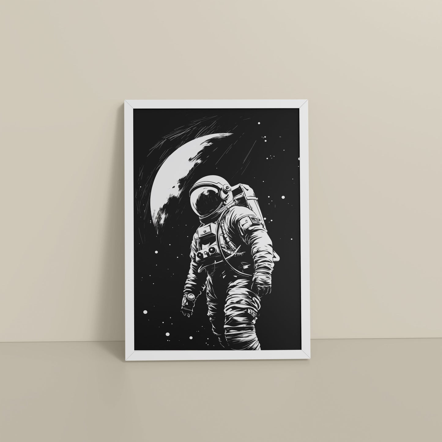Floor View of Zero Gravity – Astronaut in the Void Wall Frame in White Color Frame