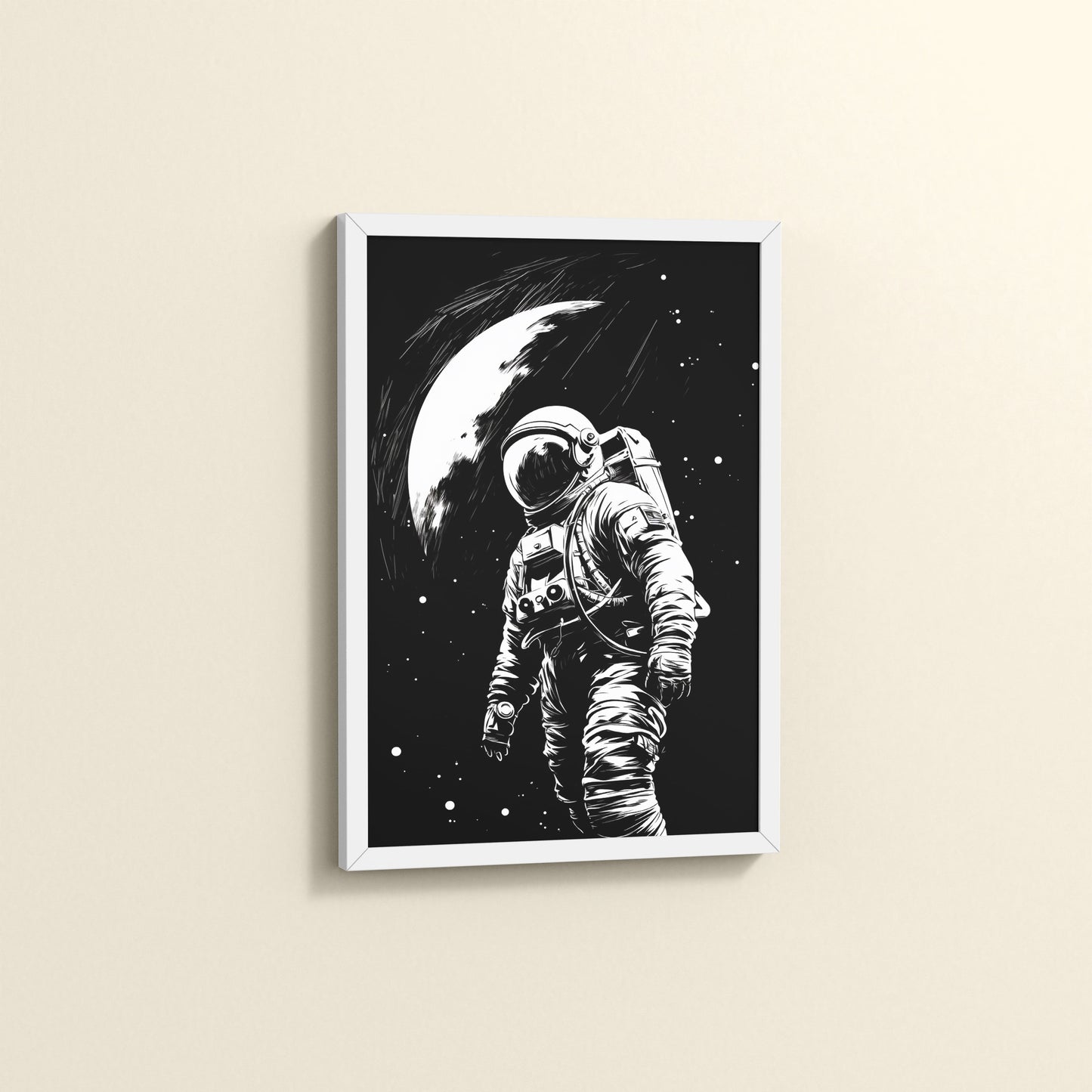 Side View of Zero Gravity – Astronaut in the Void Wall Frame in White Color Frame