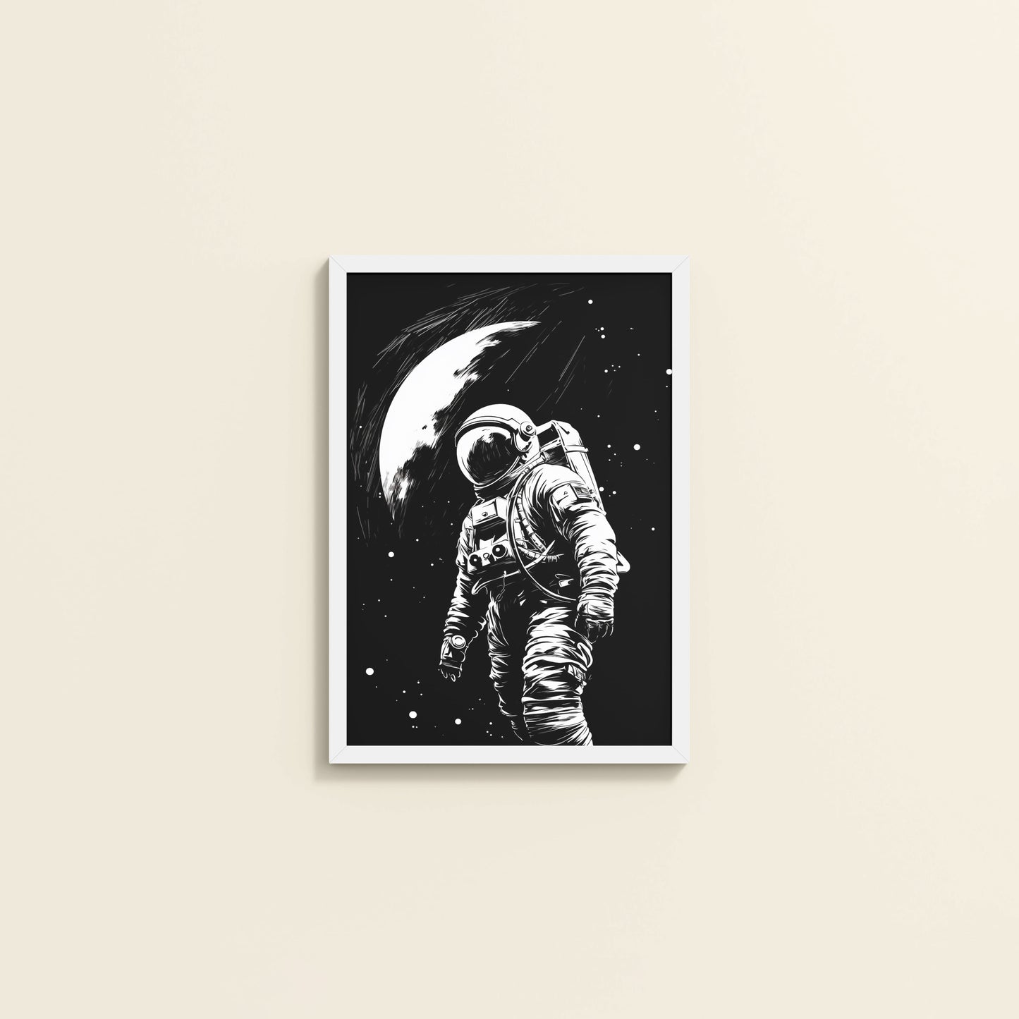 Wall View of Zero Gravity – Astronaut in the Void Wall Frame in White Color Frame