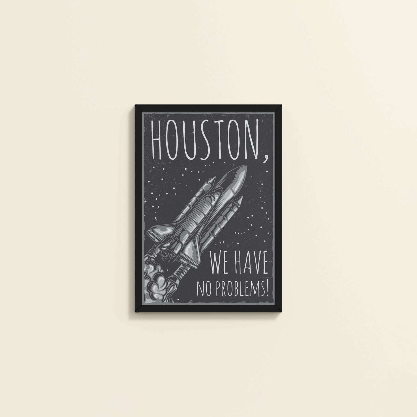Wall View of Houston We Have No Problem – Spaceship Wall Art Frame in Black Color Frame