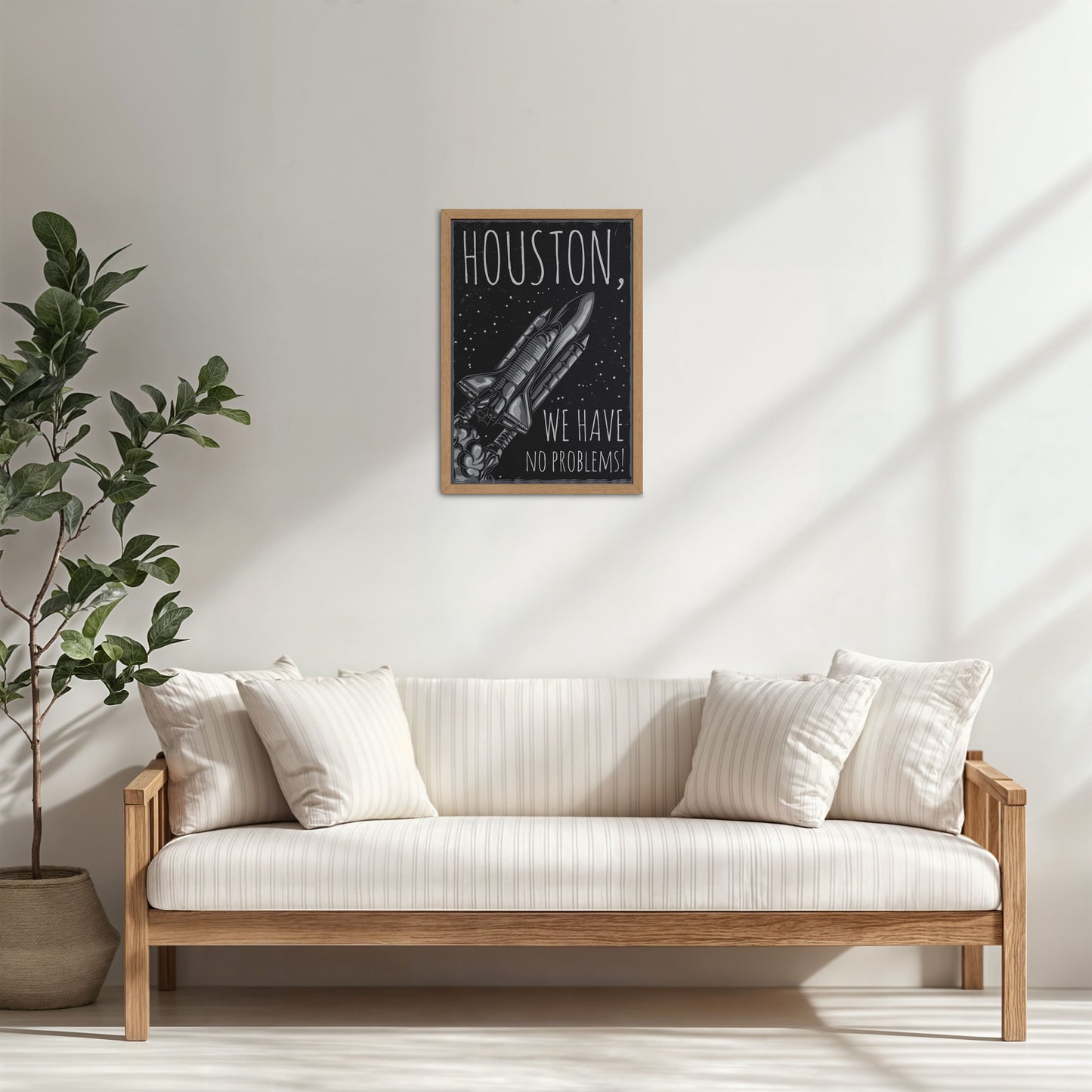 Living Room Cabinet Table Preview of Houston We Have No Problem – Spaceship Wall Art Frame in Natrual Color Frame