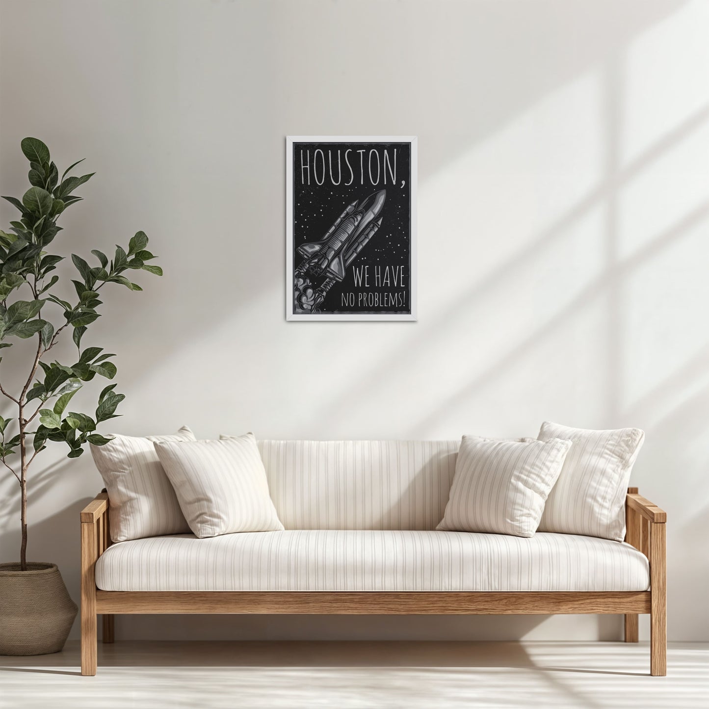 Living Room Cabinet Table Preview of Houston We Have No Problem – Spaceship Wall Art Frame in White Color Frame