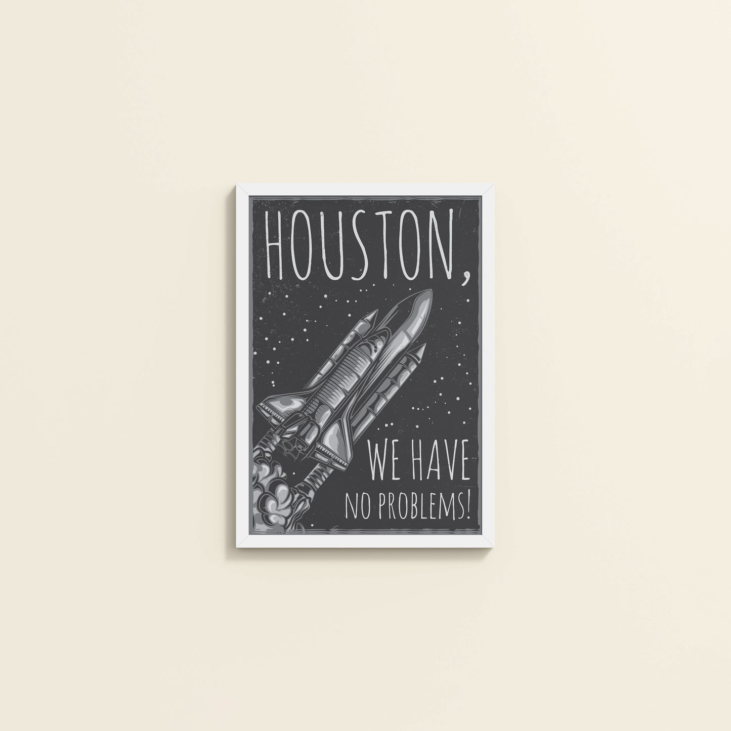 Wall View of Houston We Have No Problem – Spaceship Wall Art Frame in White Color Frame