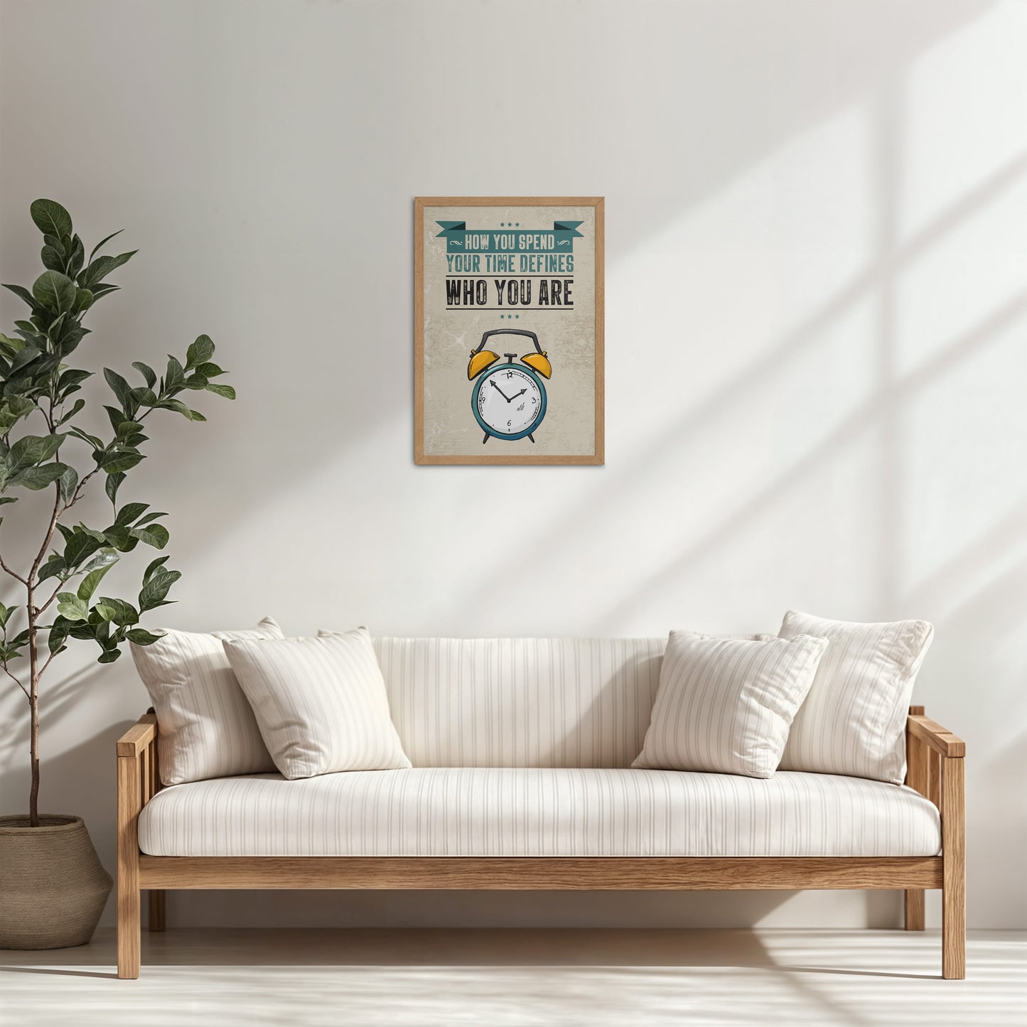 Living Room Cabinet Table Preview of Time Well Spent Inspirational Quote Wall Art in Natrual Color Frame