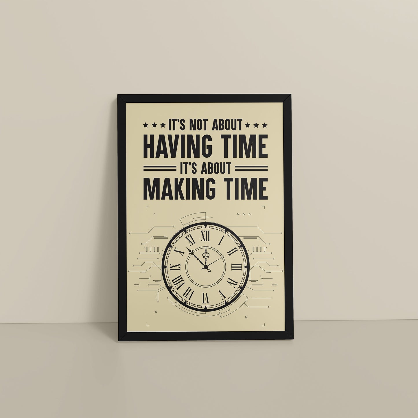 Floor View of Making Time Matters Motivational Wall Decor in Black Color Frame
