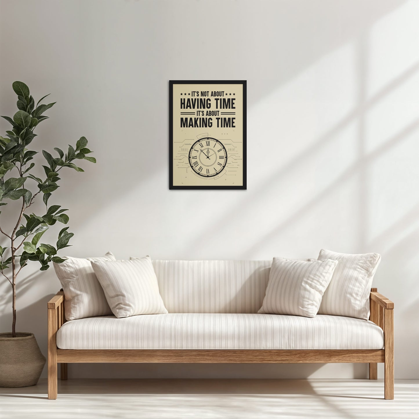 Living Room Cabinet Table Preview of Making Time Matters Motivational Wall Decor in Black Color Frame