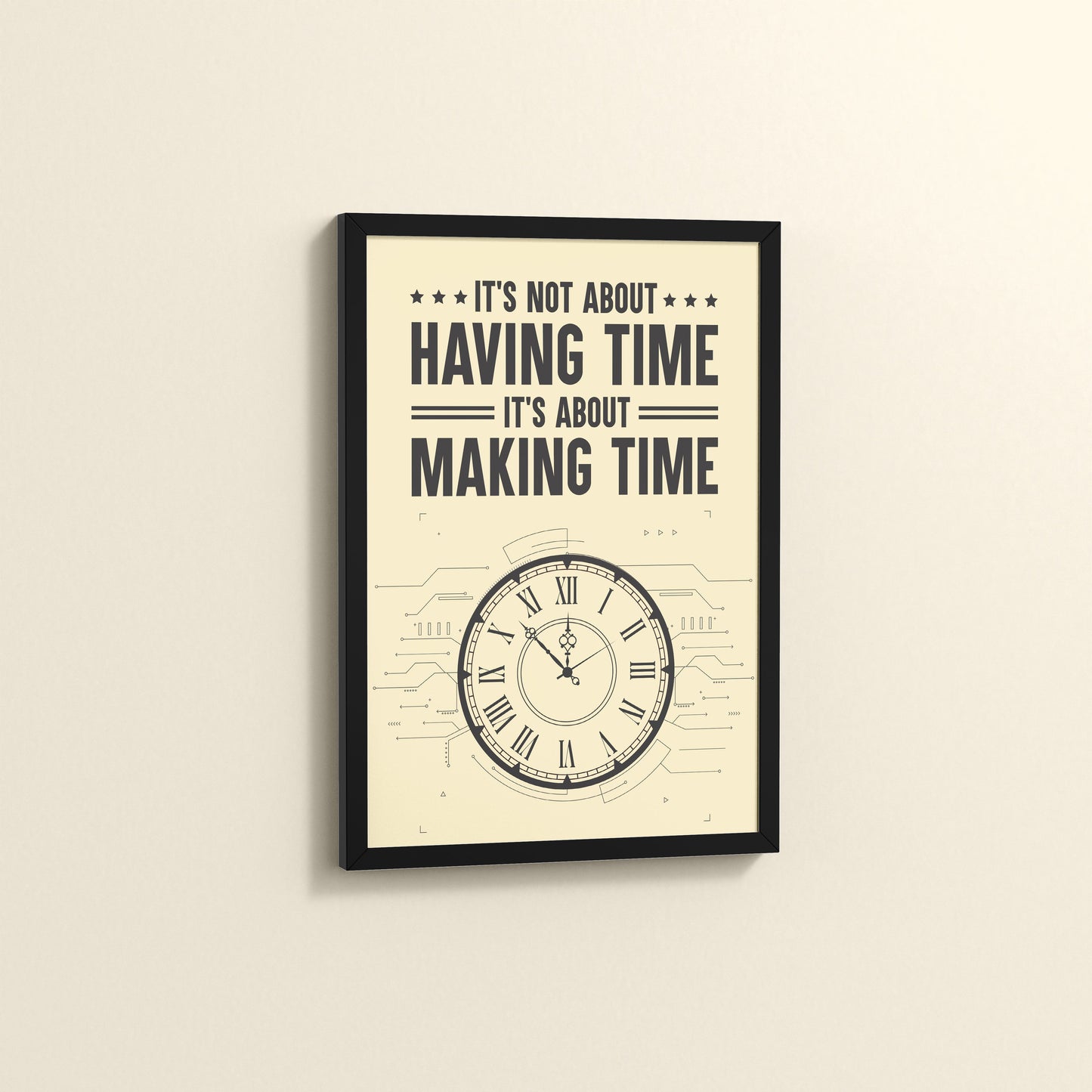 Side View of Making Time Matters Motivational Wall Decor in Black Color Frame