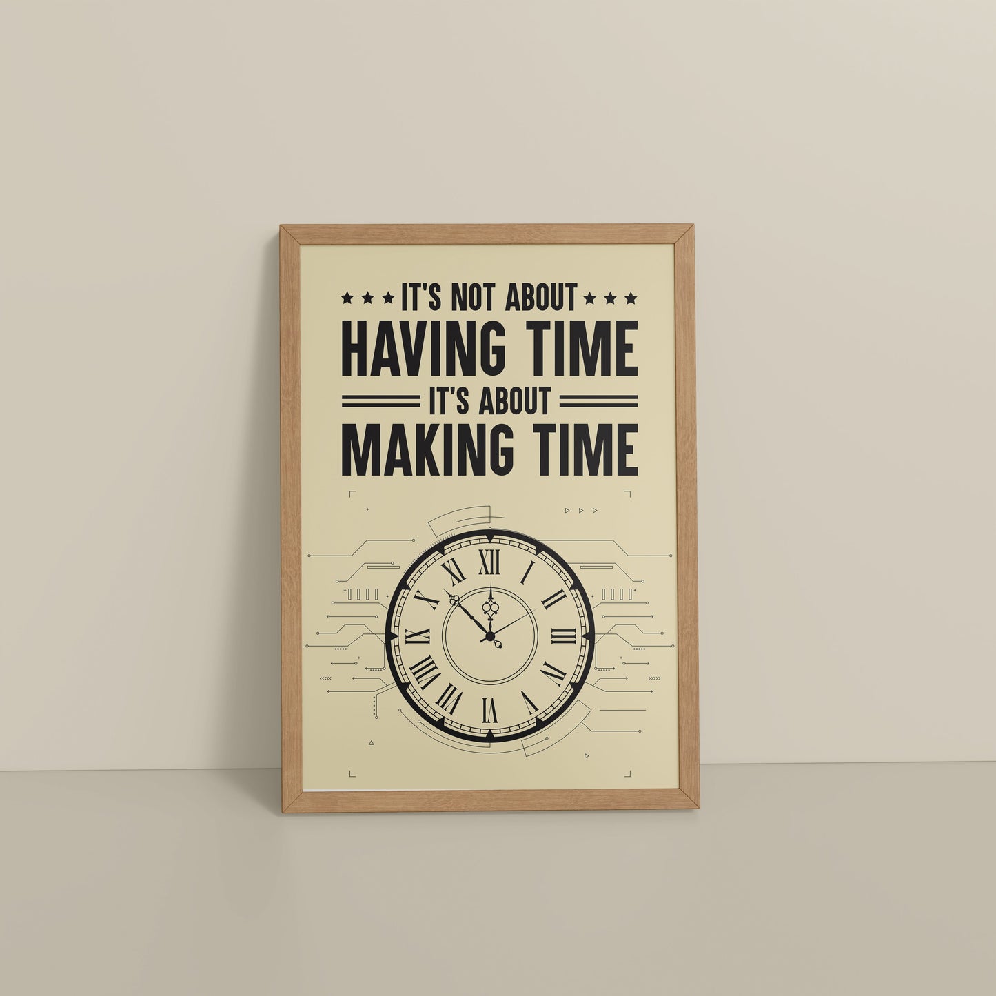 Floor View of Making Time Matters Motivational Wall Decor in Natrual Color Frame