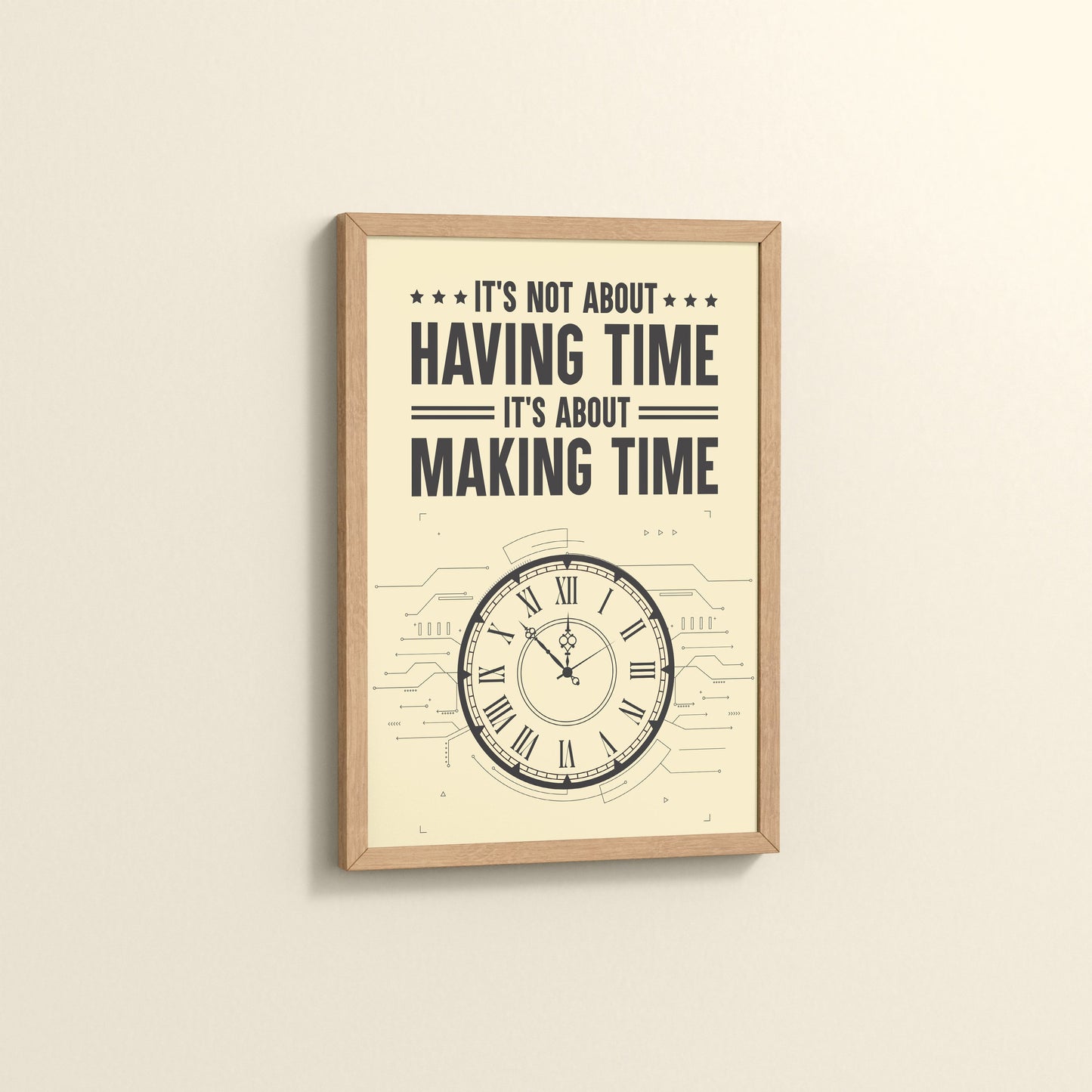 Side View of Making Time Matters Motivational Wall Decor in Natrual Color Frame