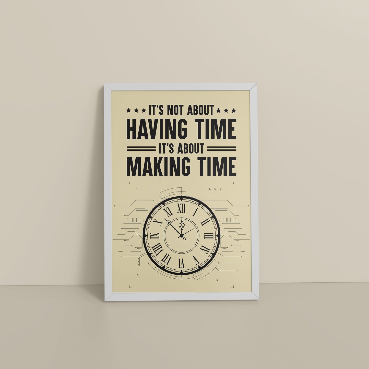 Floor View of Making Time Matters Motivational Wall Decor in White Color Frame