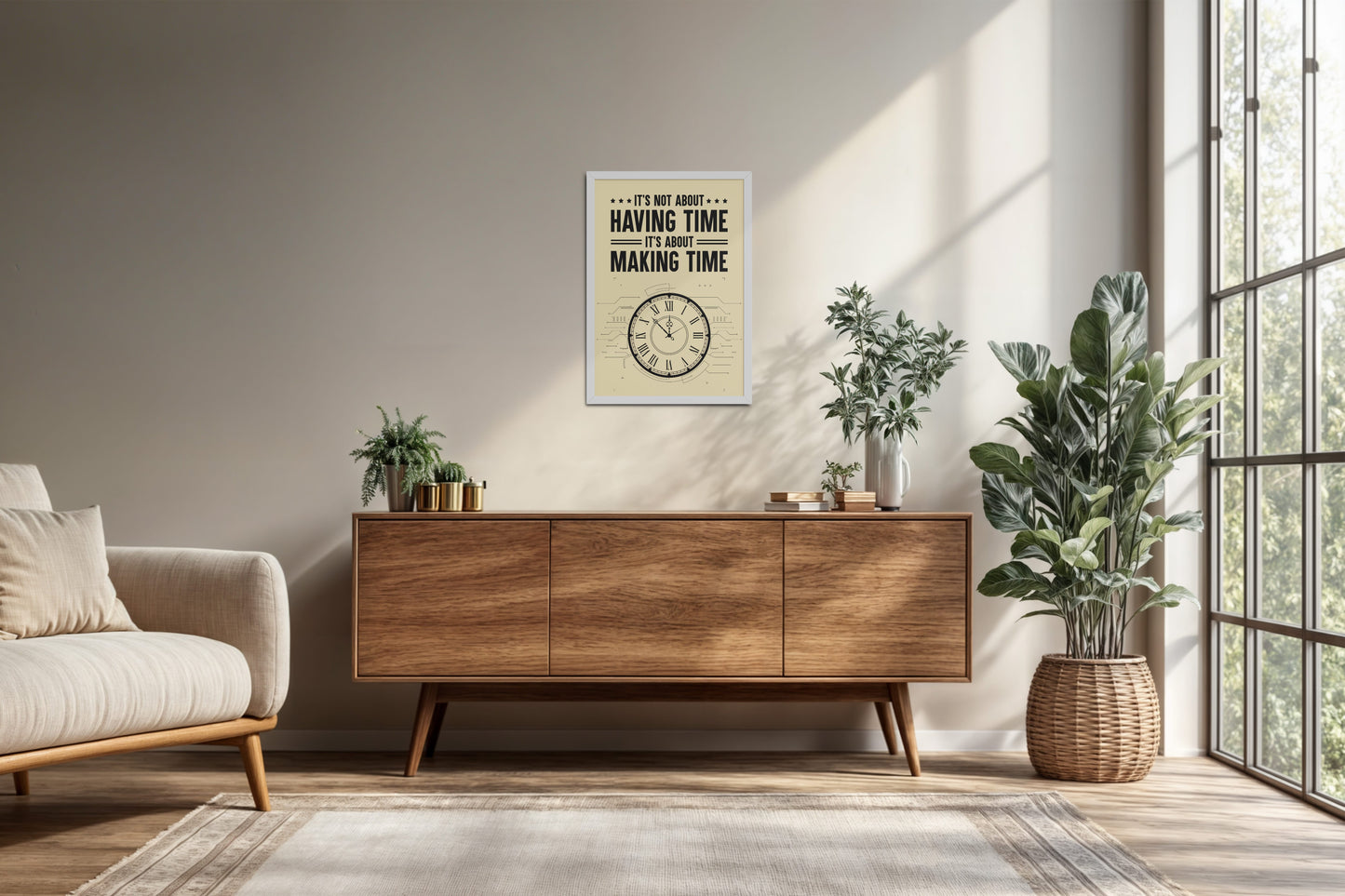 Living Room Cabinet Preview of Making Time Matters Motivational Wall Decor in White Color Frame