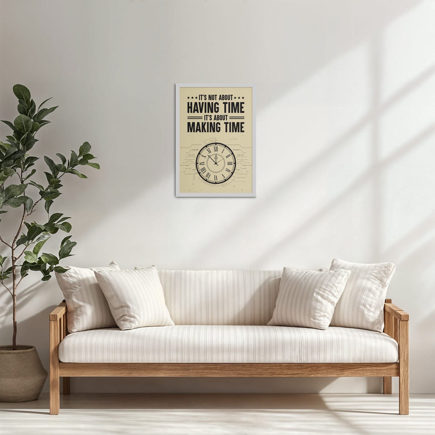 Living Room Cabinet Table Preview of Making Time Matters Motivational Wall Decor in White Color Frame