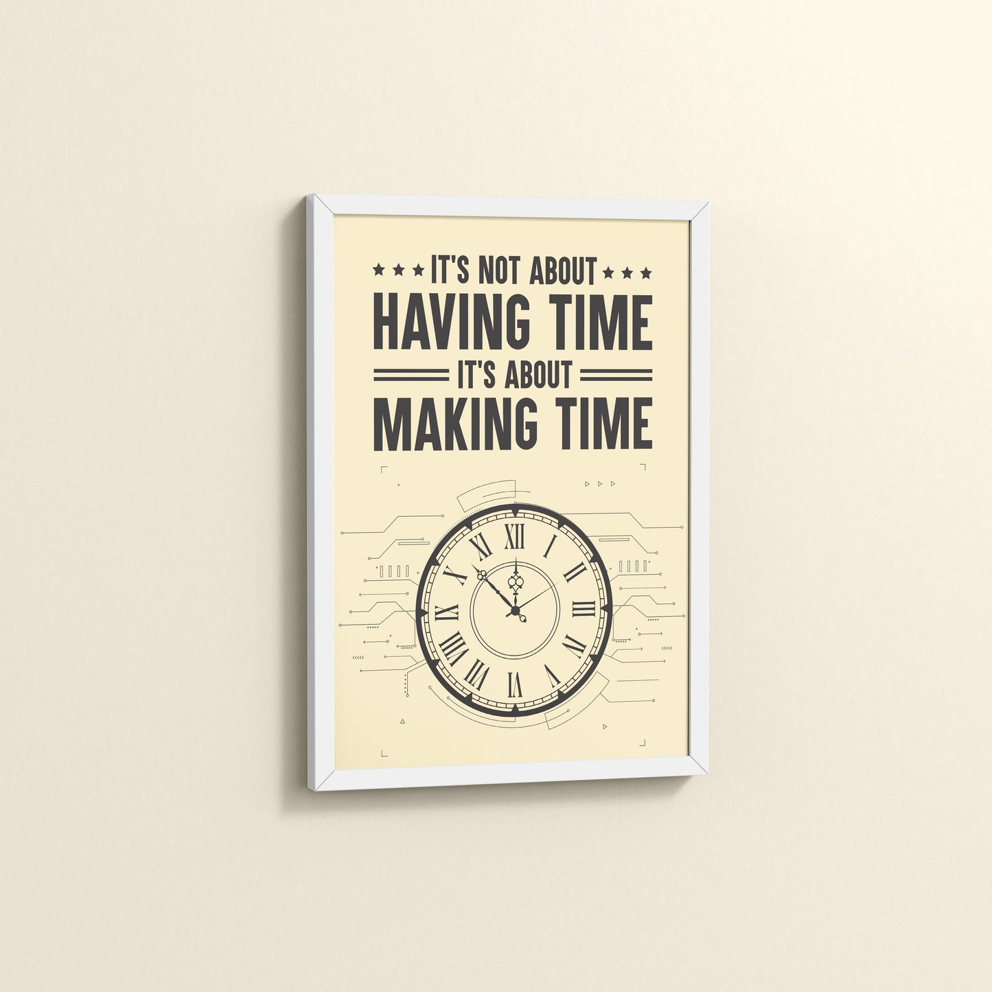 Side View of Making Time Matters Motivational Wall Decor in White Color Frame