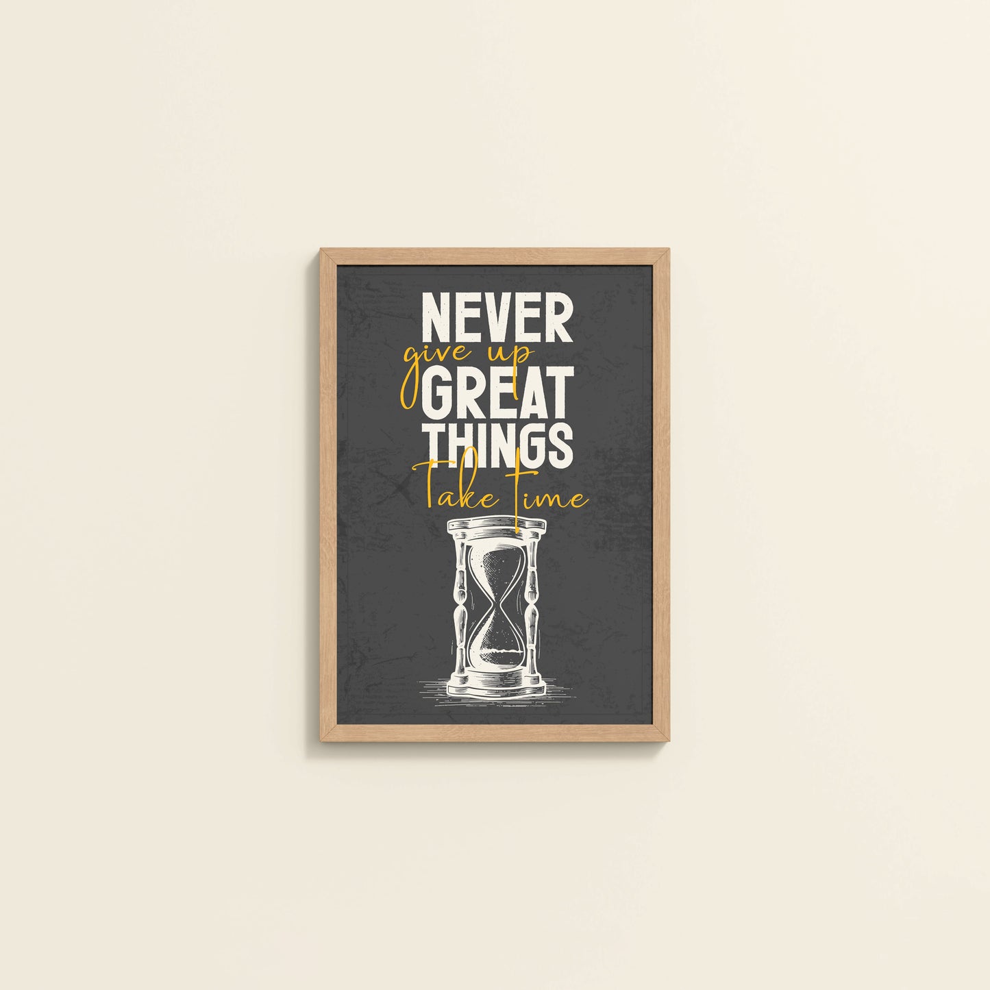Wall View of Great Things Take Time – Motivational Wall Frame in Natrual Color Frame