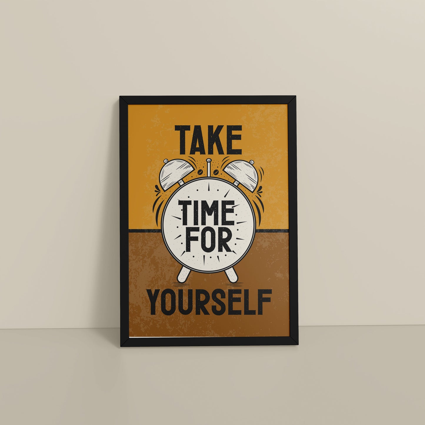 Floor View of Take Time For Yourself Motivational Wall Decor in Black Color Frame